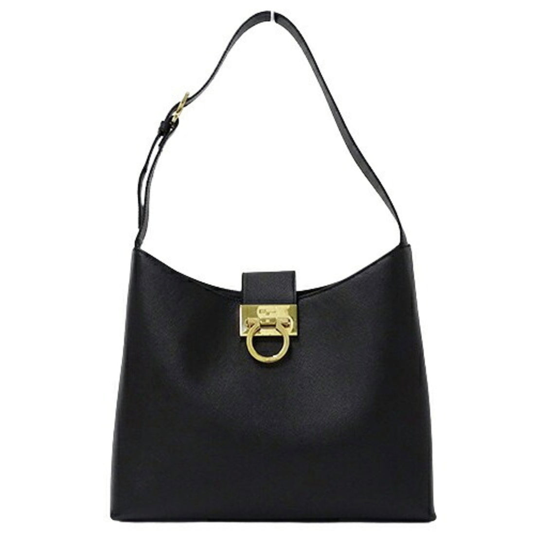 Salvatore Ferragamo Gancini Black Leather Shopper Bag