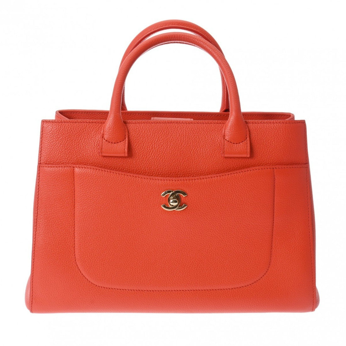 Chanel Shopping Orange Leather Handbag 