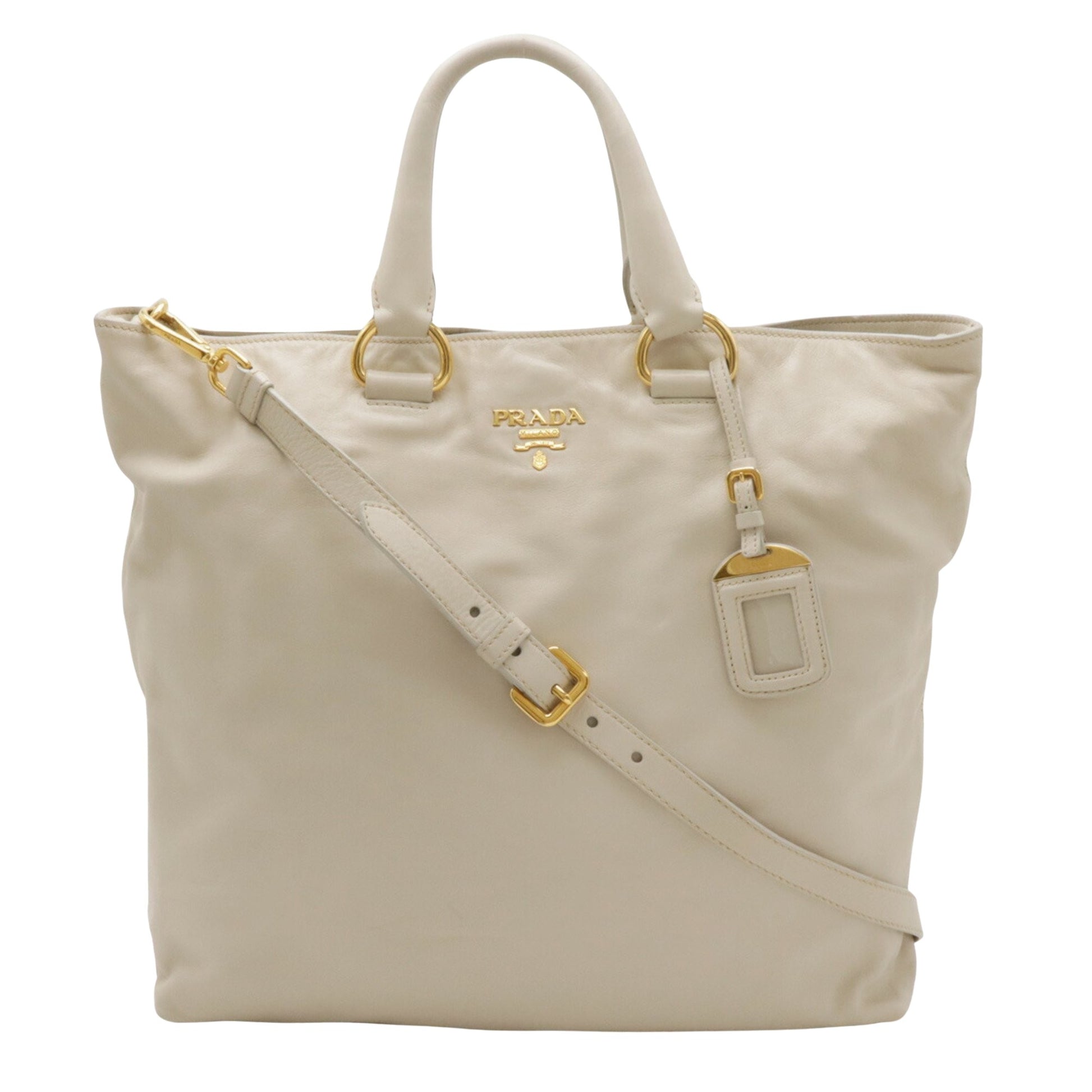 Prada Saffiano Beige Leather Tote Bag