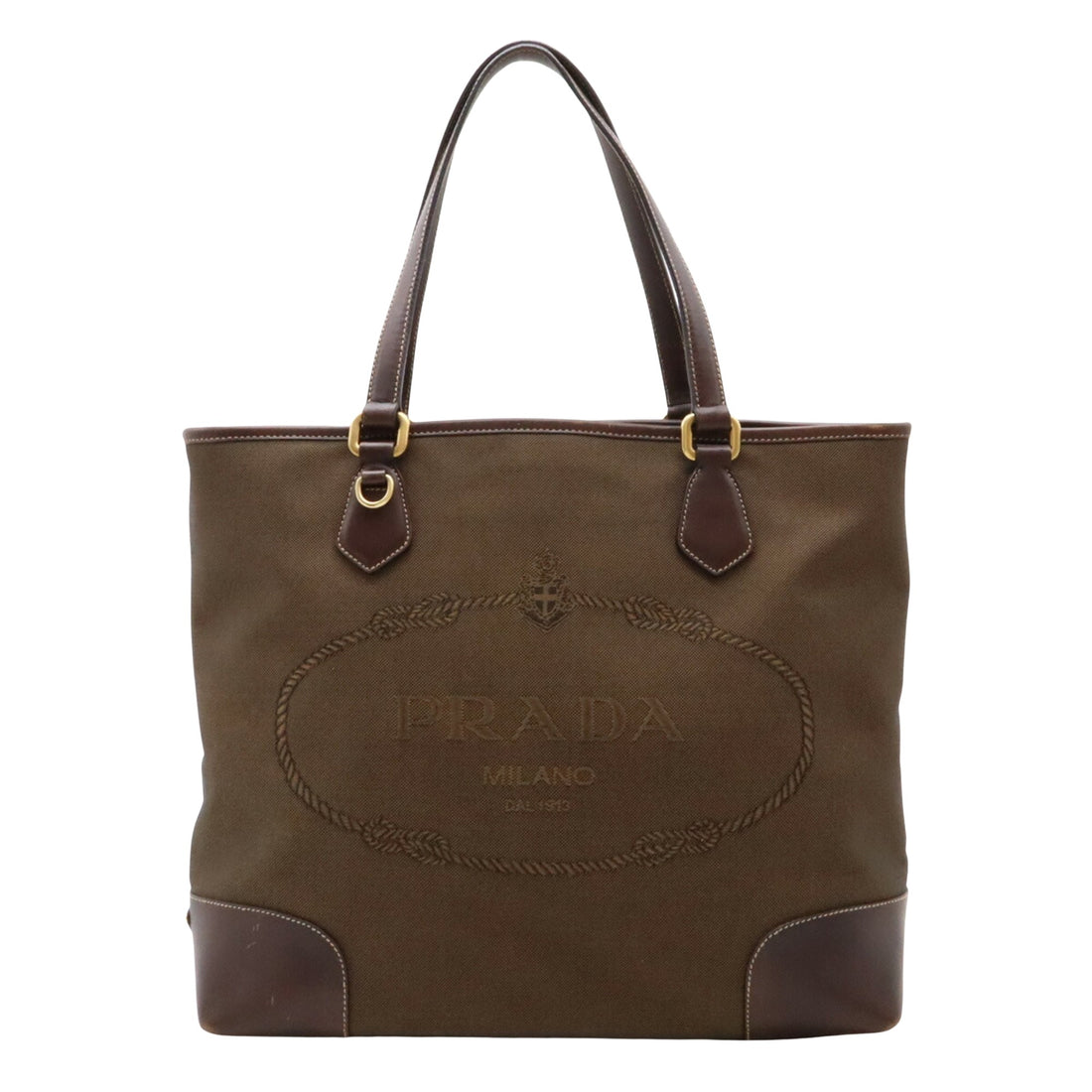 Prada Canapa Brown Canvas Tote Bag