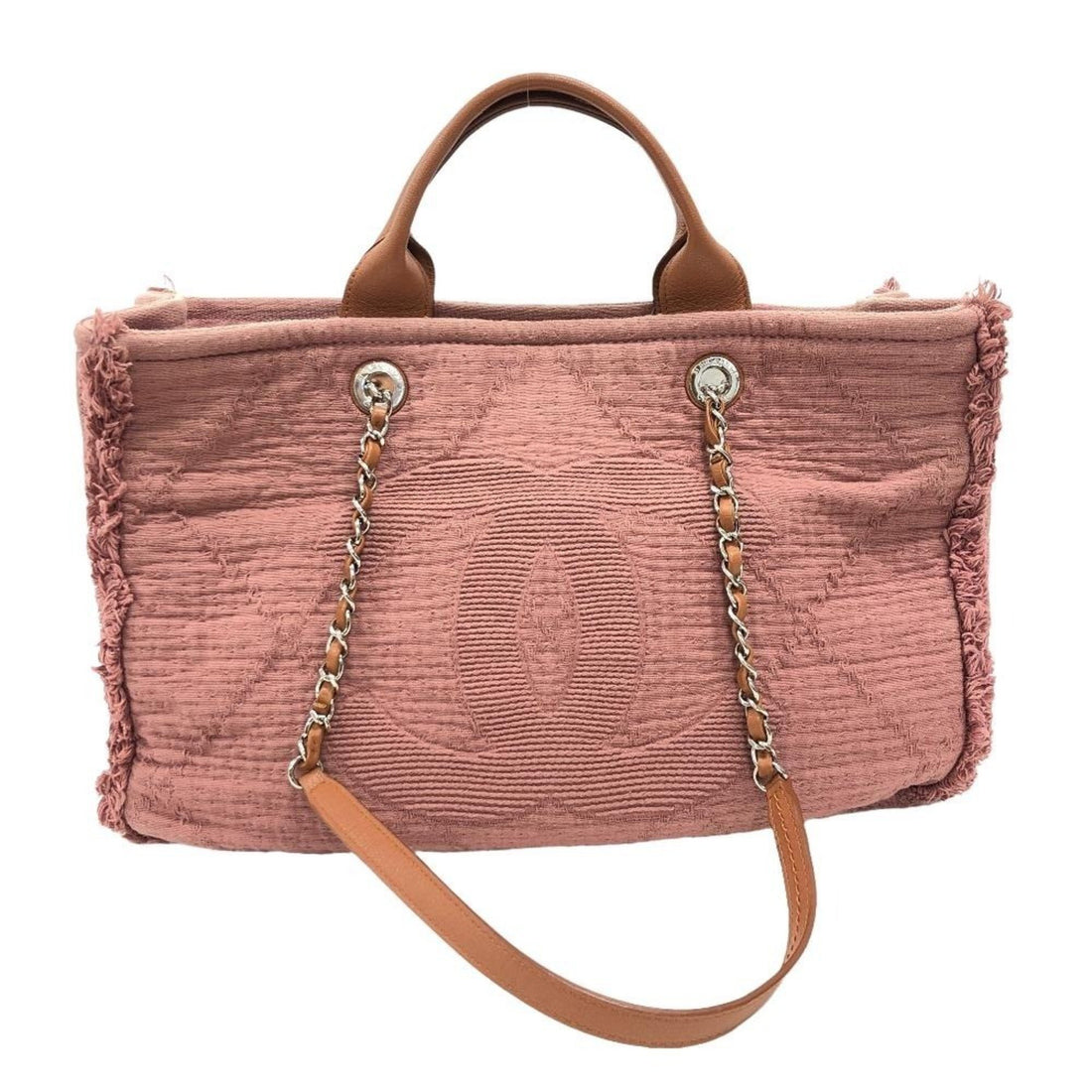 Chanel Deauville Pink Canvas Handbag 