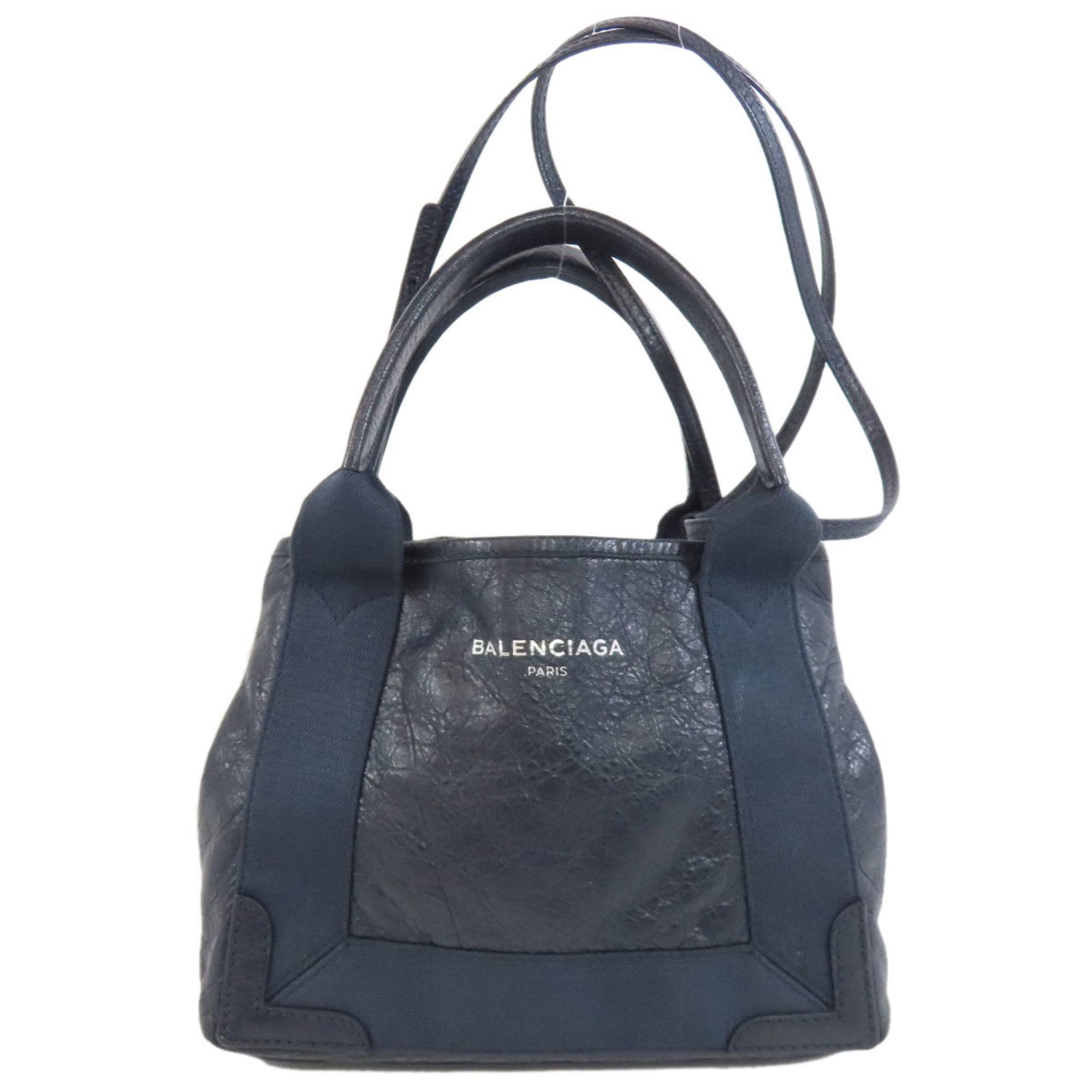 Balenciaga Navy Cabas Black Canvas Handbag 