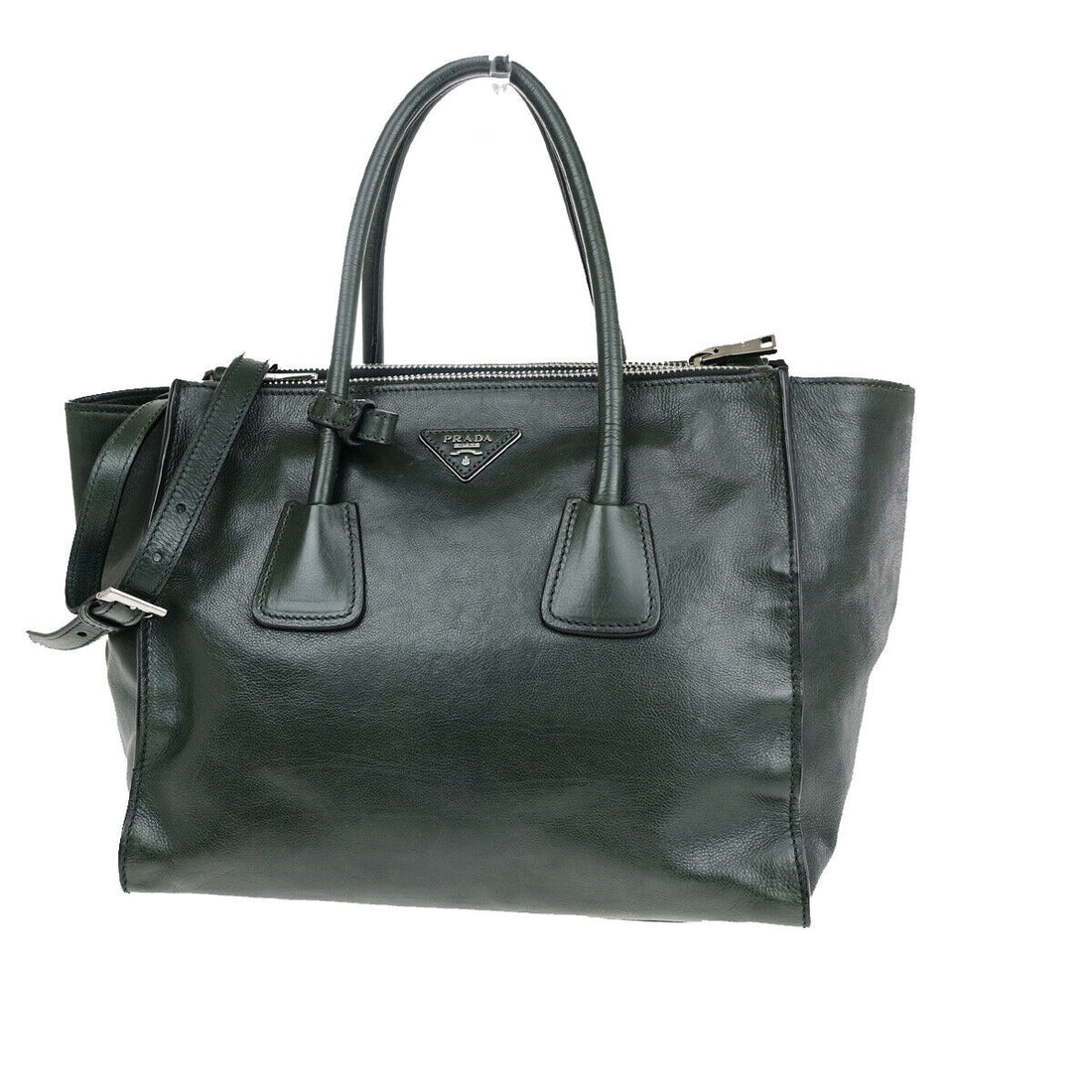 Prada City Calf Khaki Leather Tote Bag