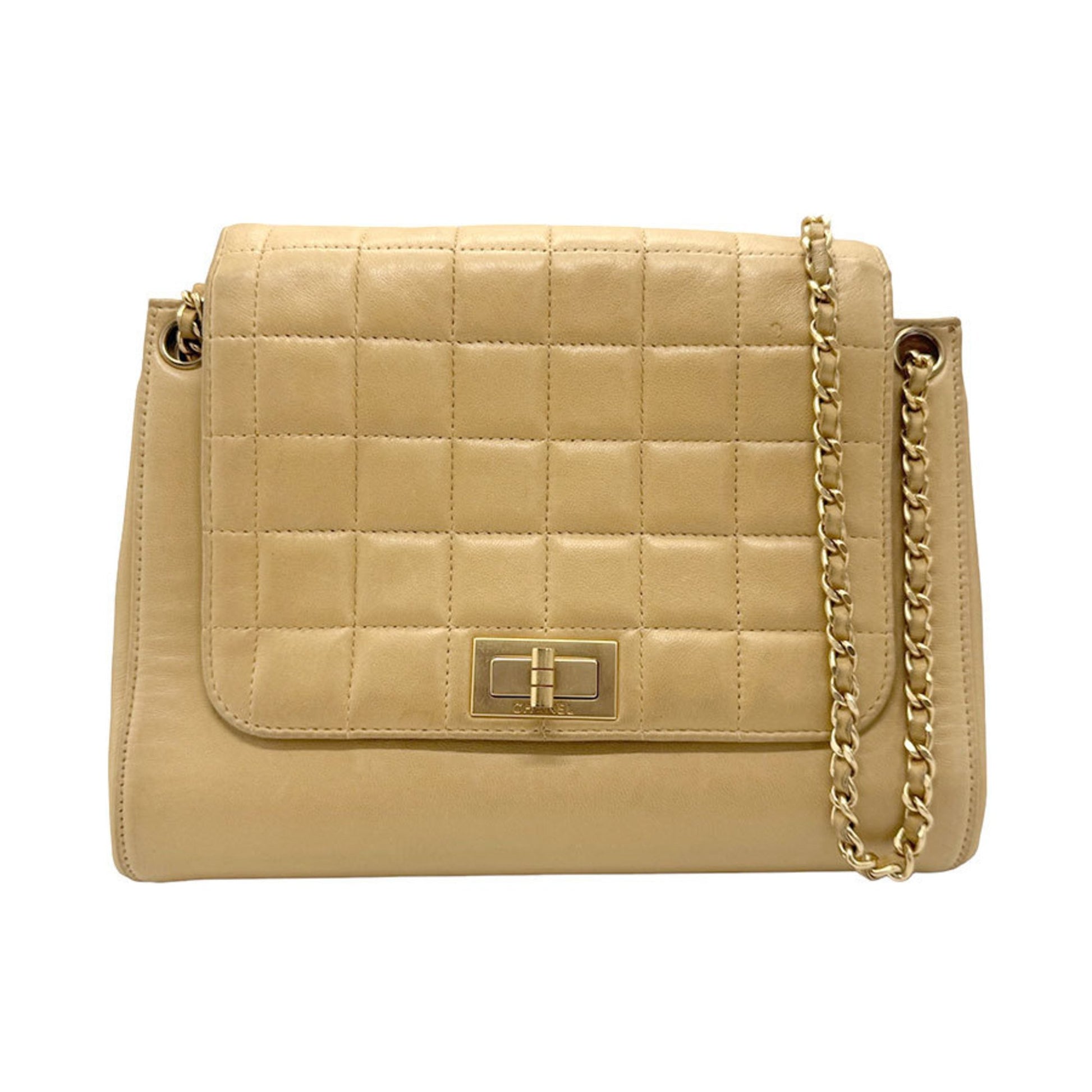 Chanel 2,55 Beige Leather Shoulder Bag