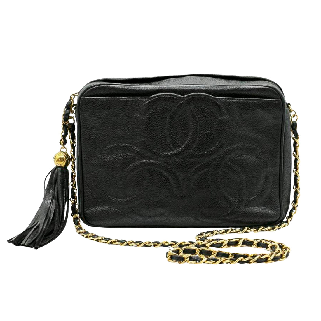 Chanel Triple coco Black Leather Shoulder Bag