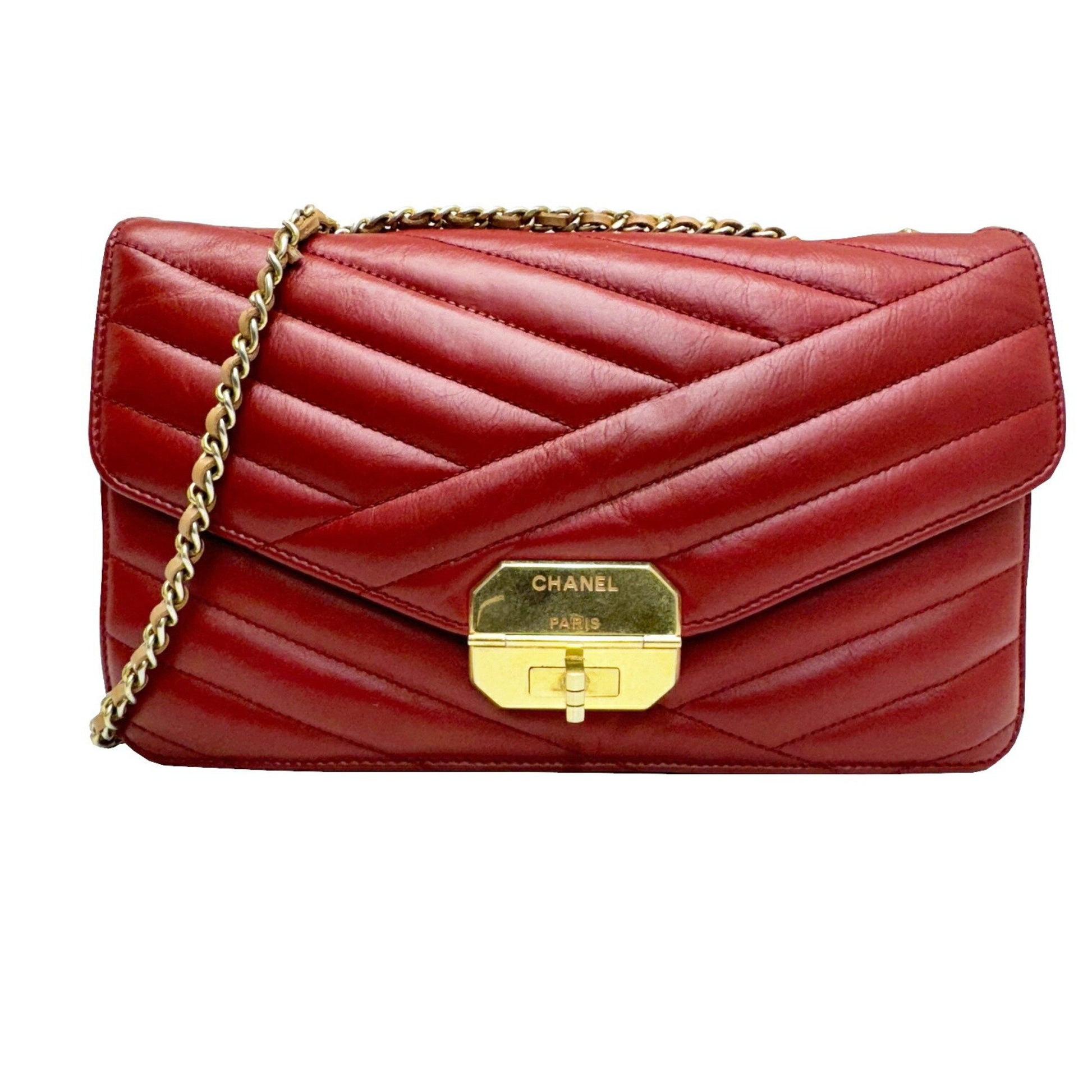 Chanel Gabrielle Red Leather Shoulder Bag