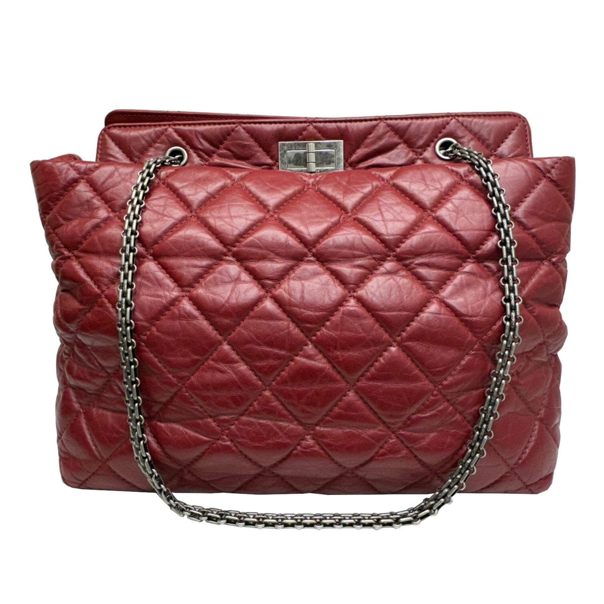 Chanel Matelassé Burgundy Leather Tote Bag