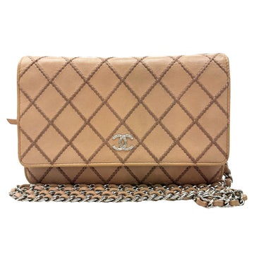 Chanel Wild stitch Beige Leather Shoulder Bag