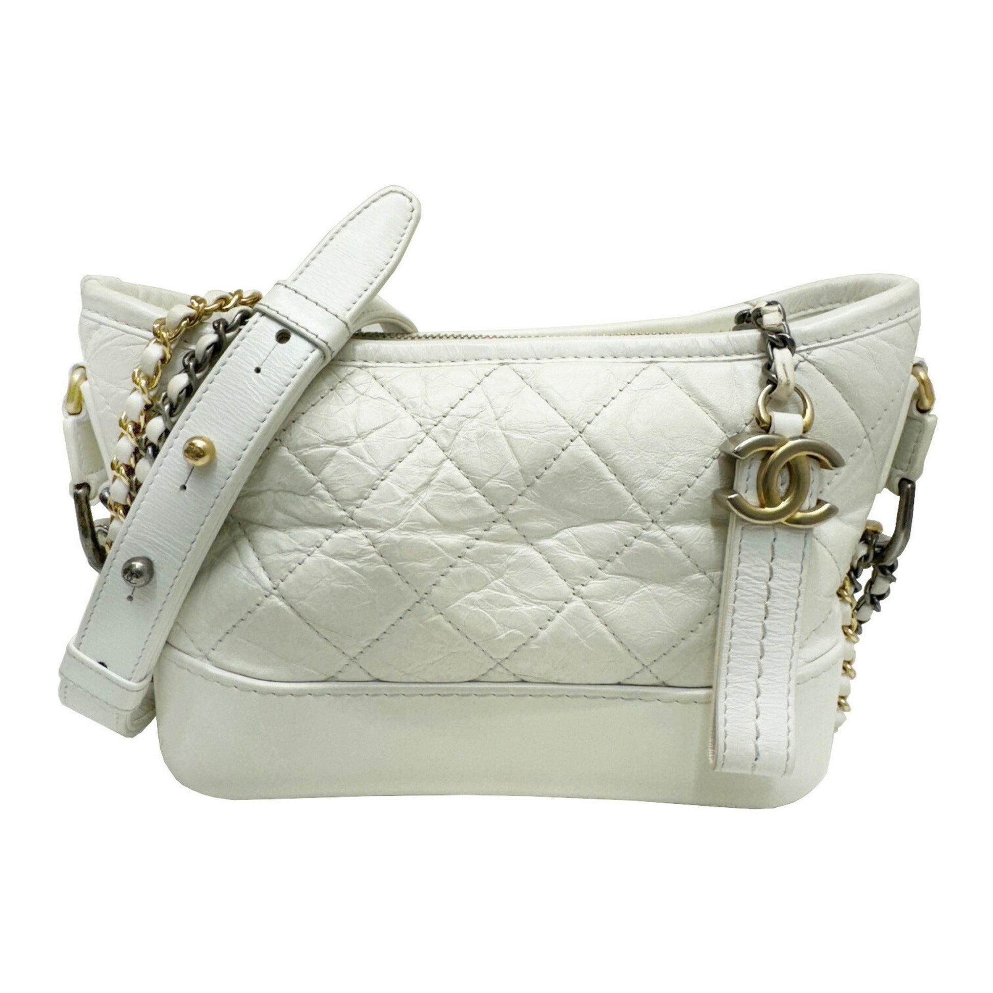 Chanel Gabrielle White Leather Shoulder Bag