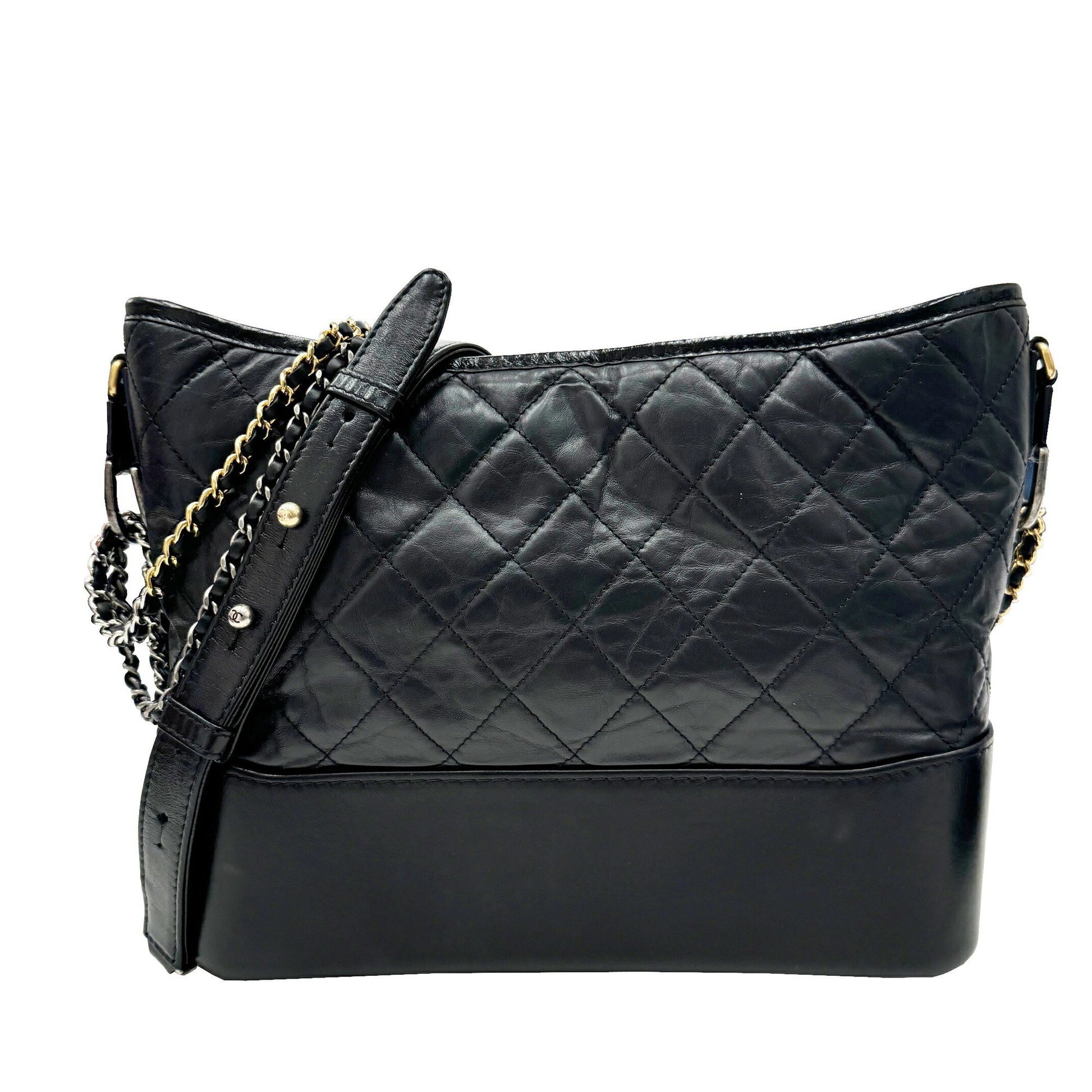 Chanel Gabrielle Black Leather Shoulder Bag