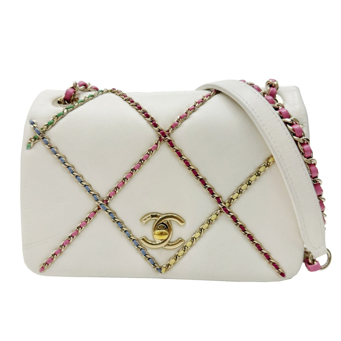 Chanel Mini matelassé White Leather Shoulder Bag