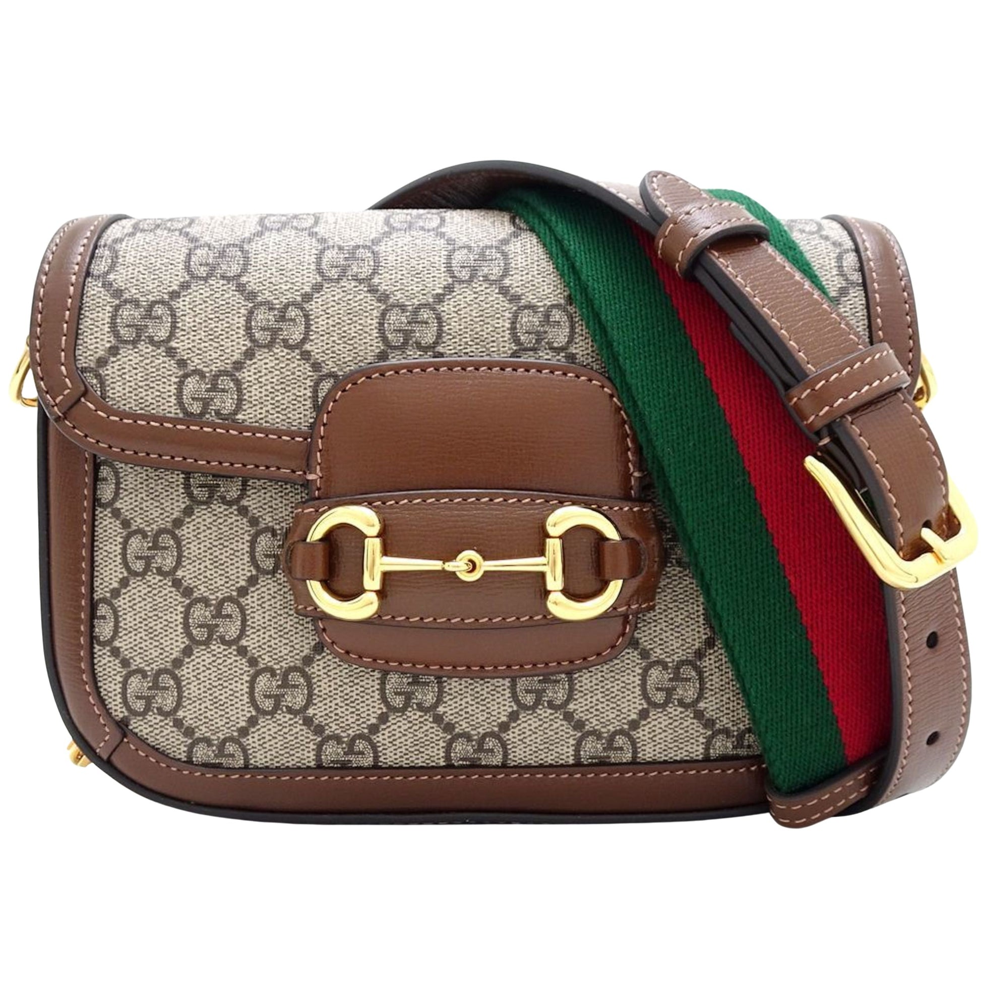 Gucci Horsebit Camel Canvas Shoulder Bag