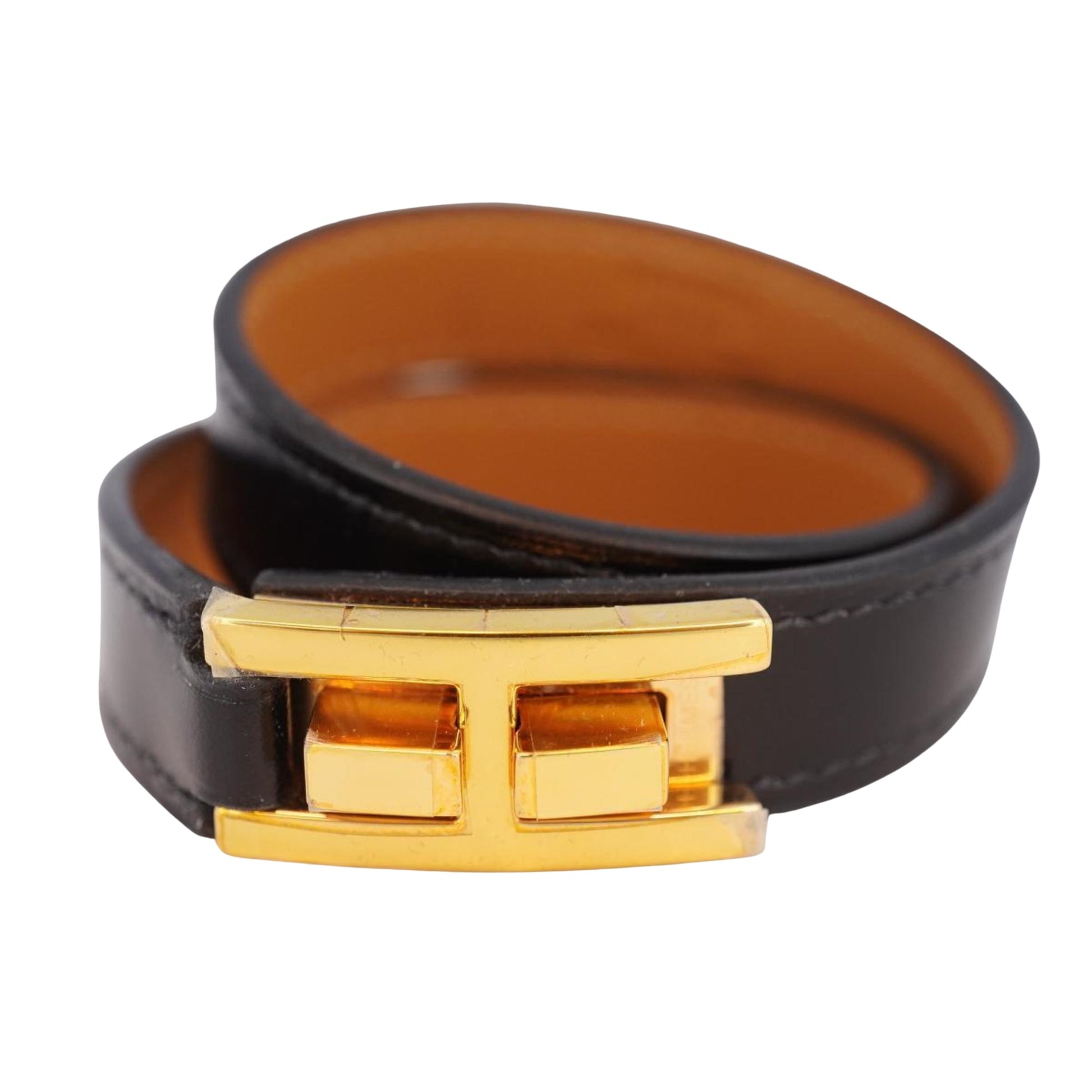 Hermès Drag Black Leather Bracelet 