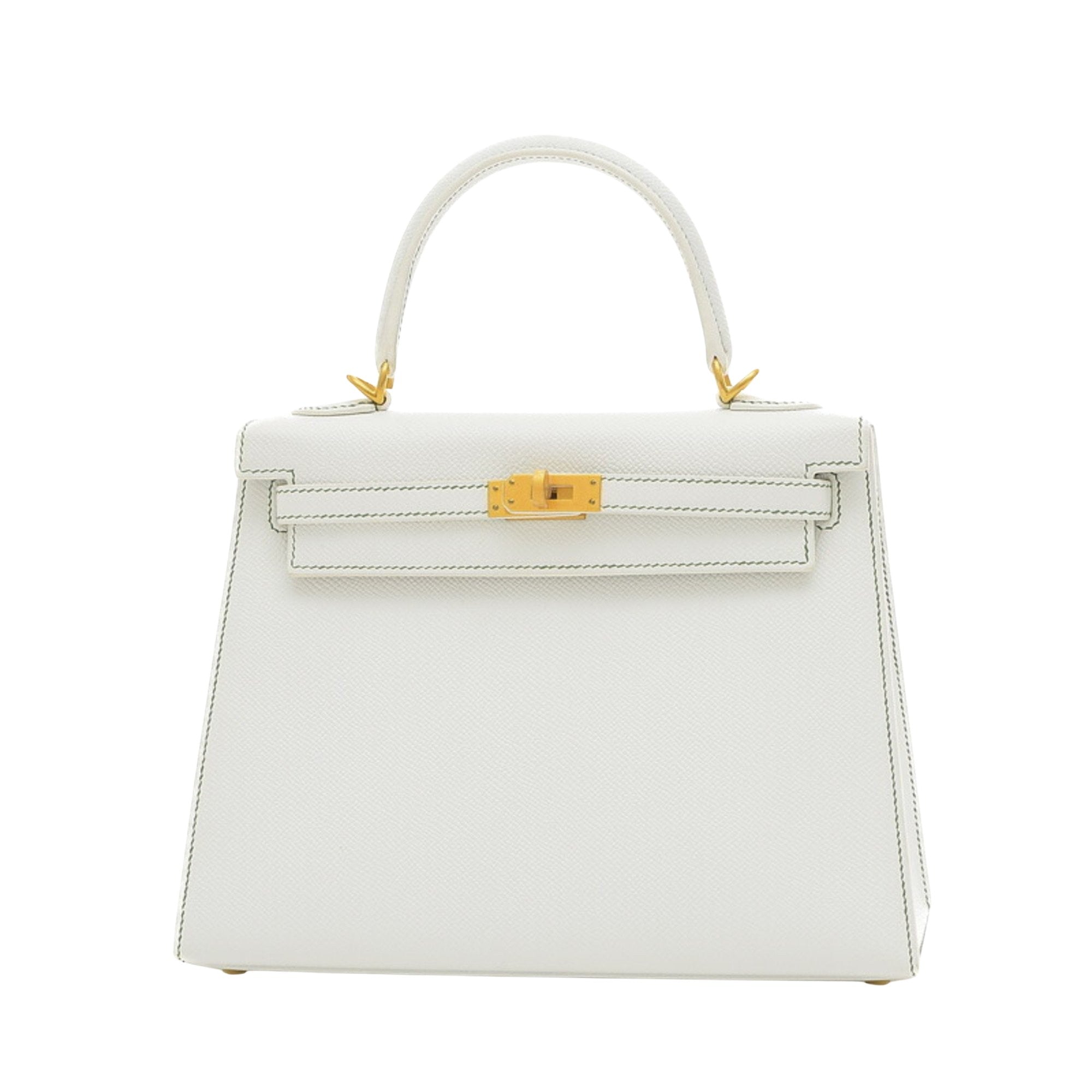 Hermès Kelly 25 White Leather Handbag 