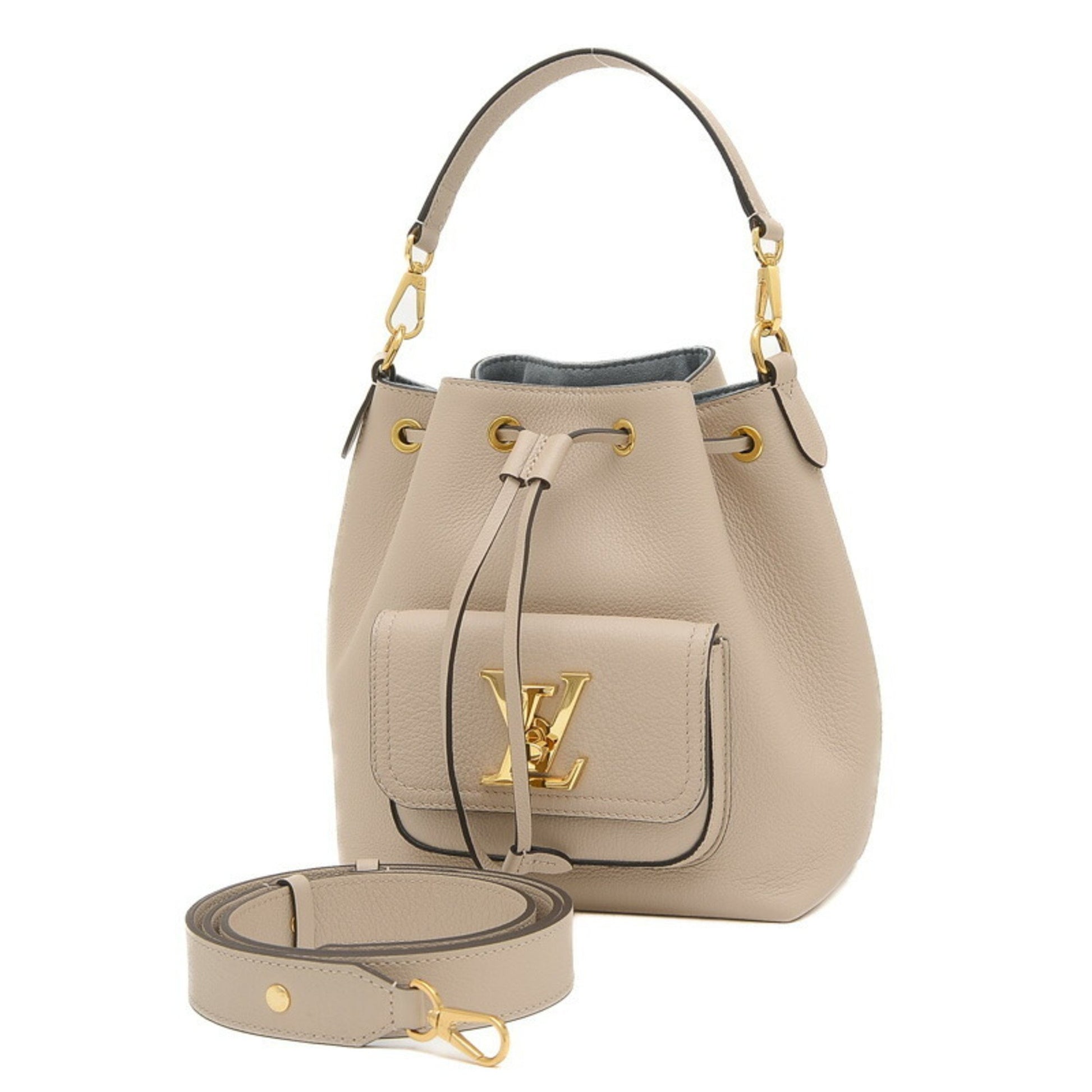 Louis Vuitton Lockme Bucket Beige Leather Shoulder Bag