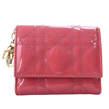 Dior Lotus lady dior Pink Patent Leather Wallet 