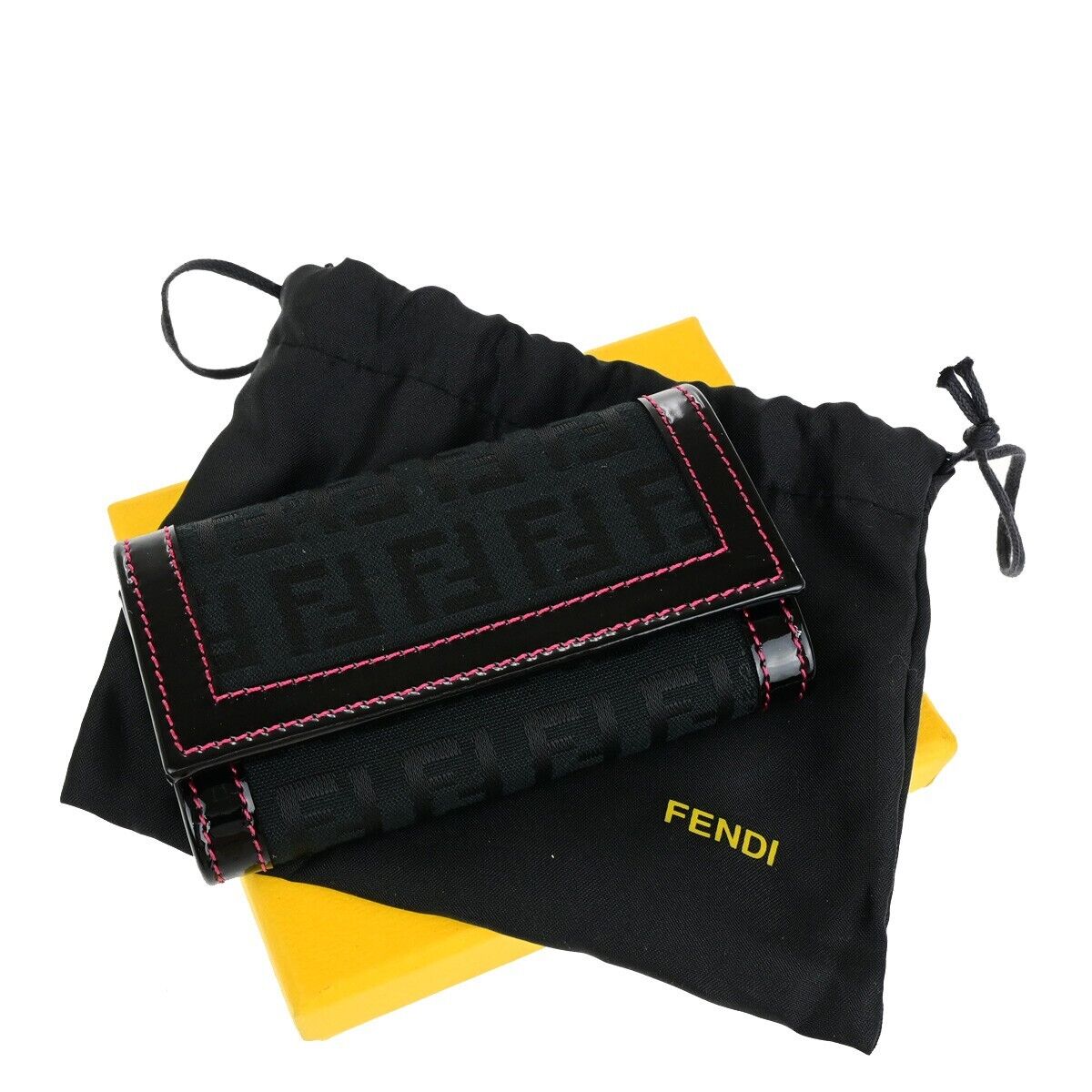 Fendi Double F Black Canvas Wallet 