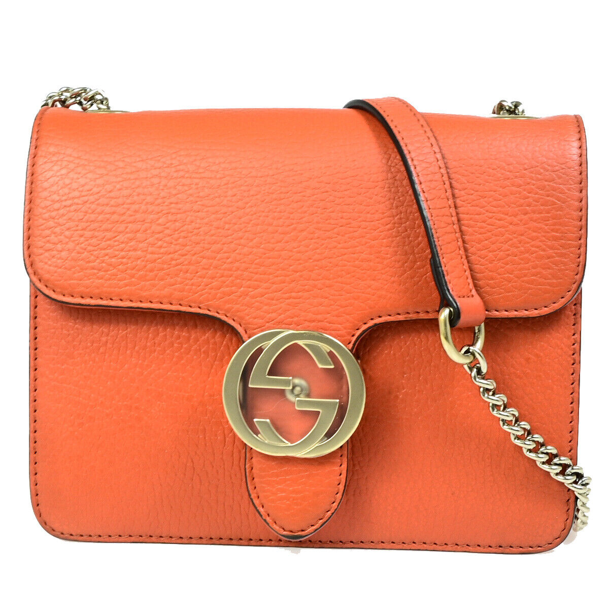 Gucci Interlocking Orange Leather Handbag 