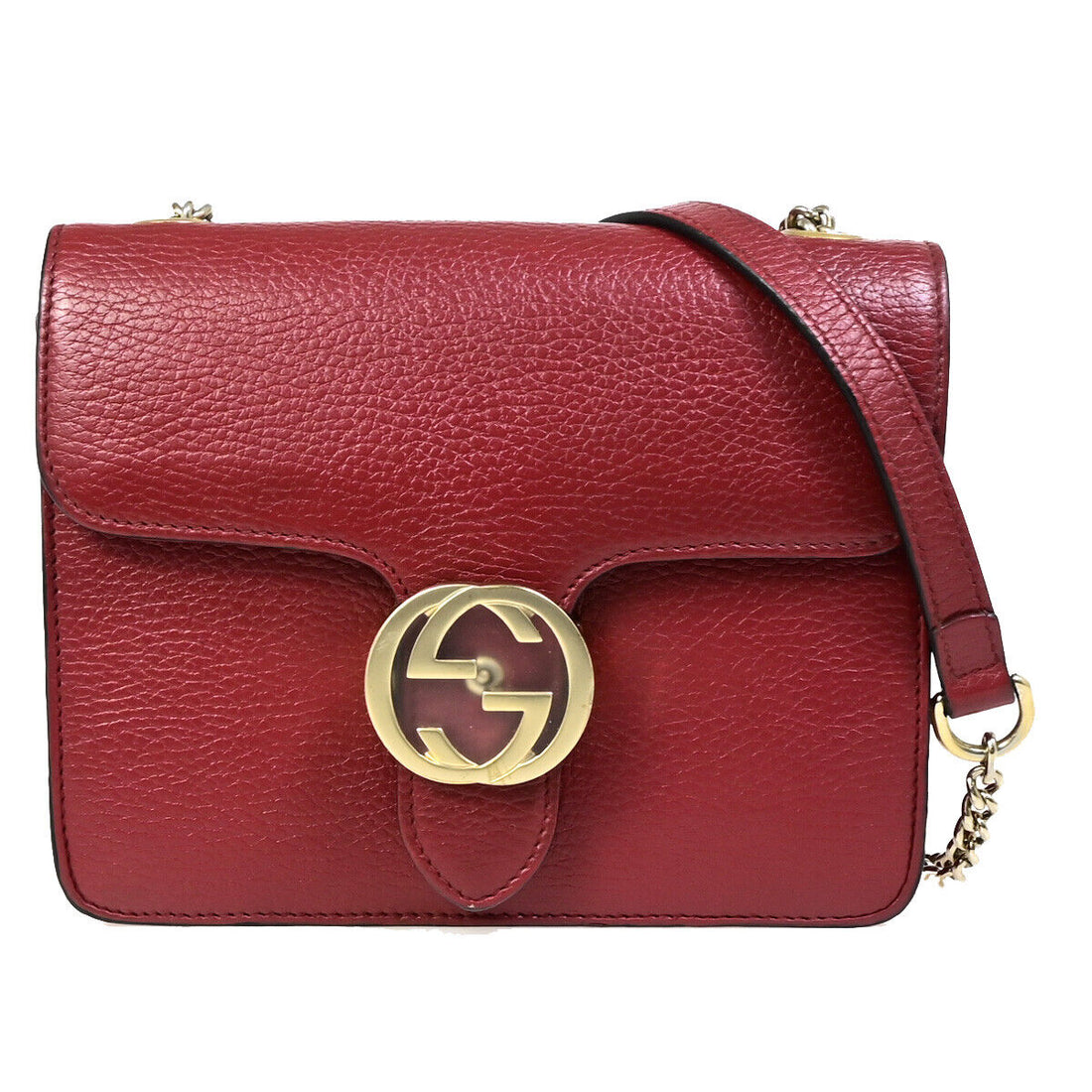 Gucci Interlocking Burgundy Leather Handbag 