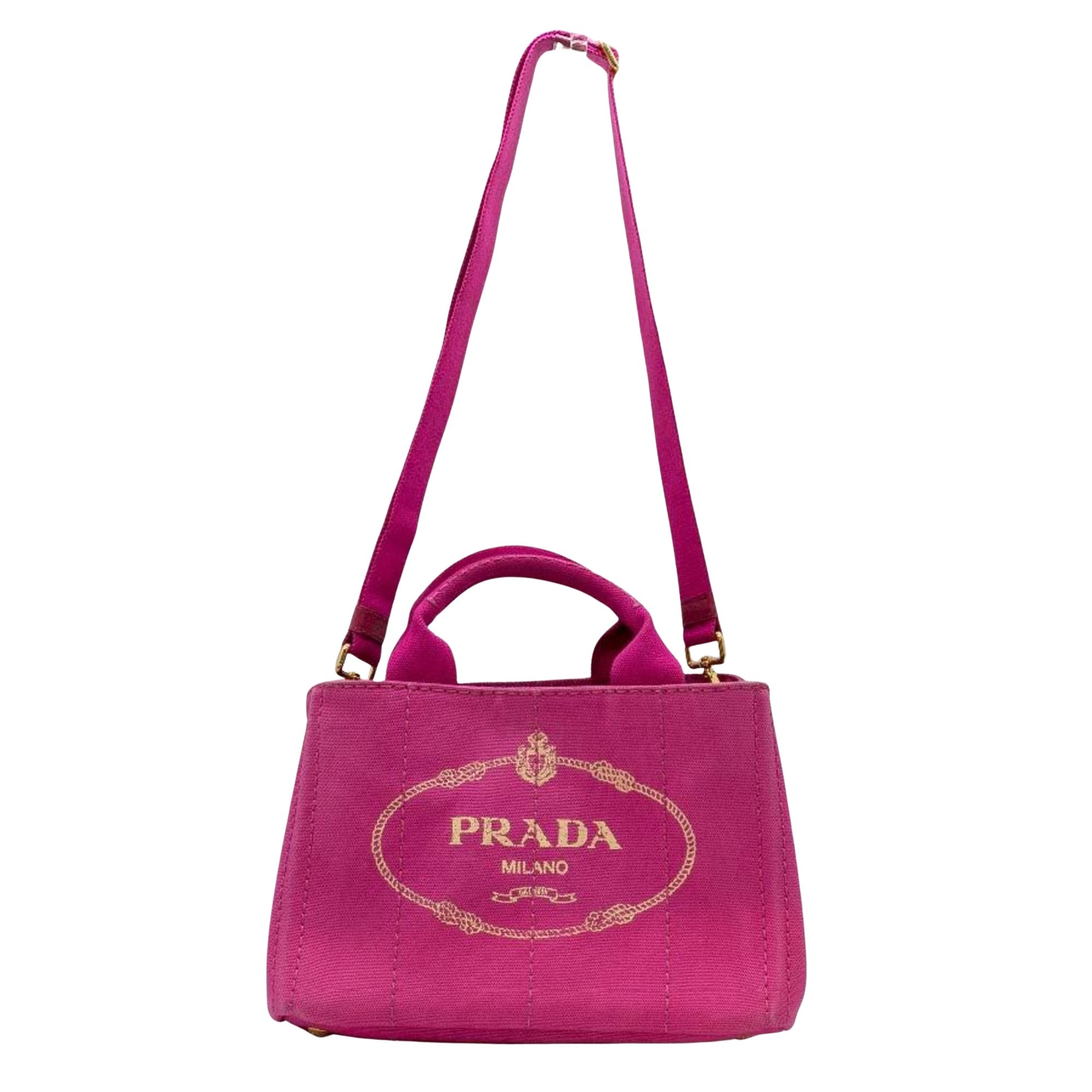 Prada Canapa Pink Canvas Tote Bag