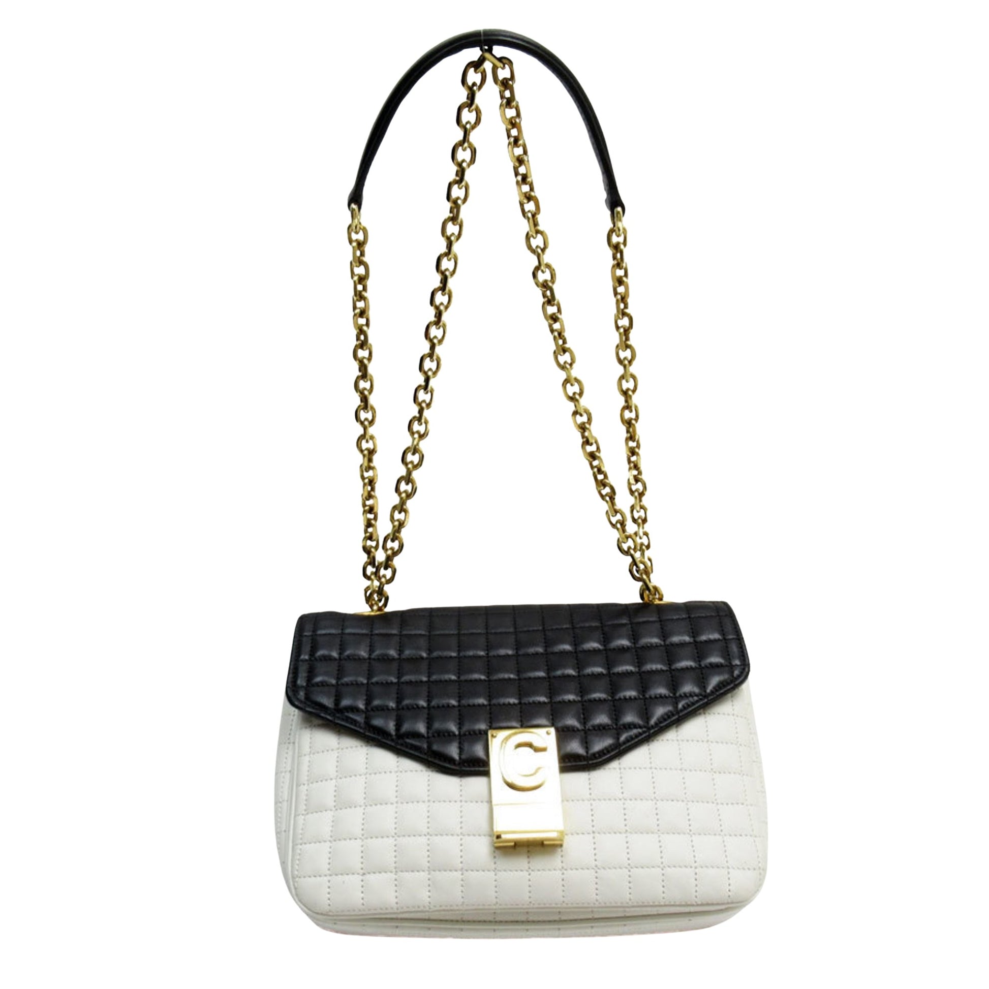 Céline C Bag White Leather Shoulder Bag