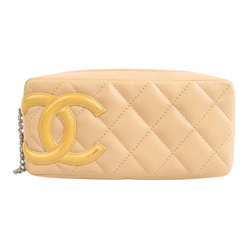 Chanel Cambon Beige Leather Clutch Bag