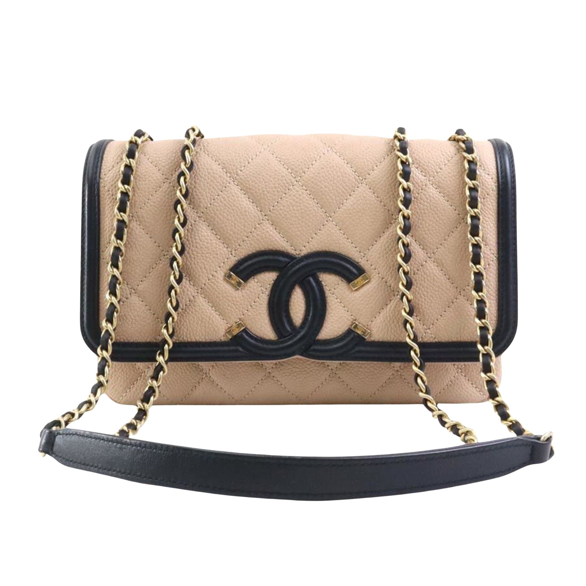 Chanel Matelassé Beige Leather Shoulder Bag