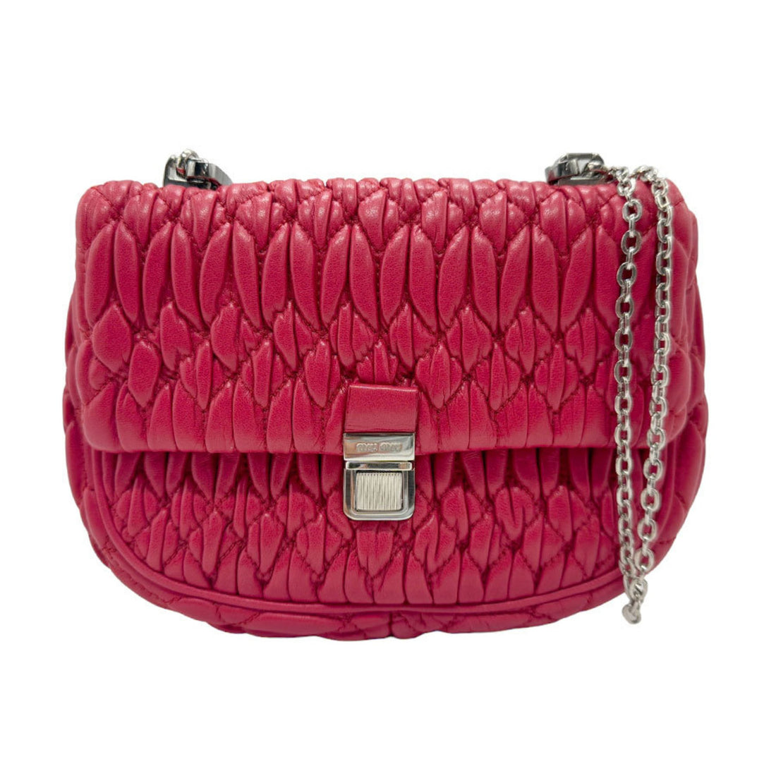 Miu Miu Matelassé Red Leather Shoulder Bag