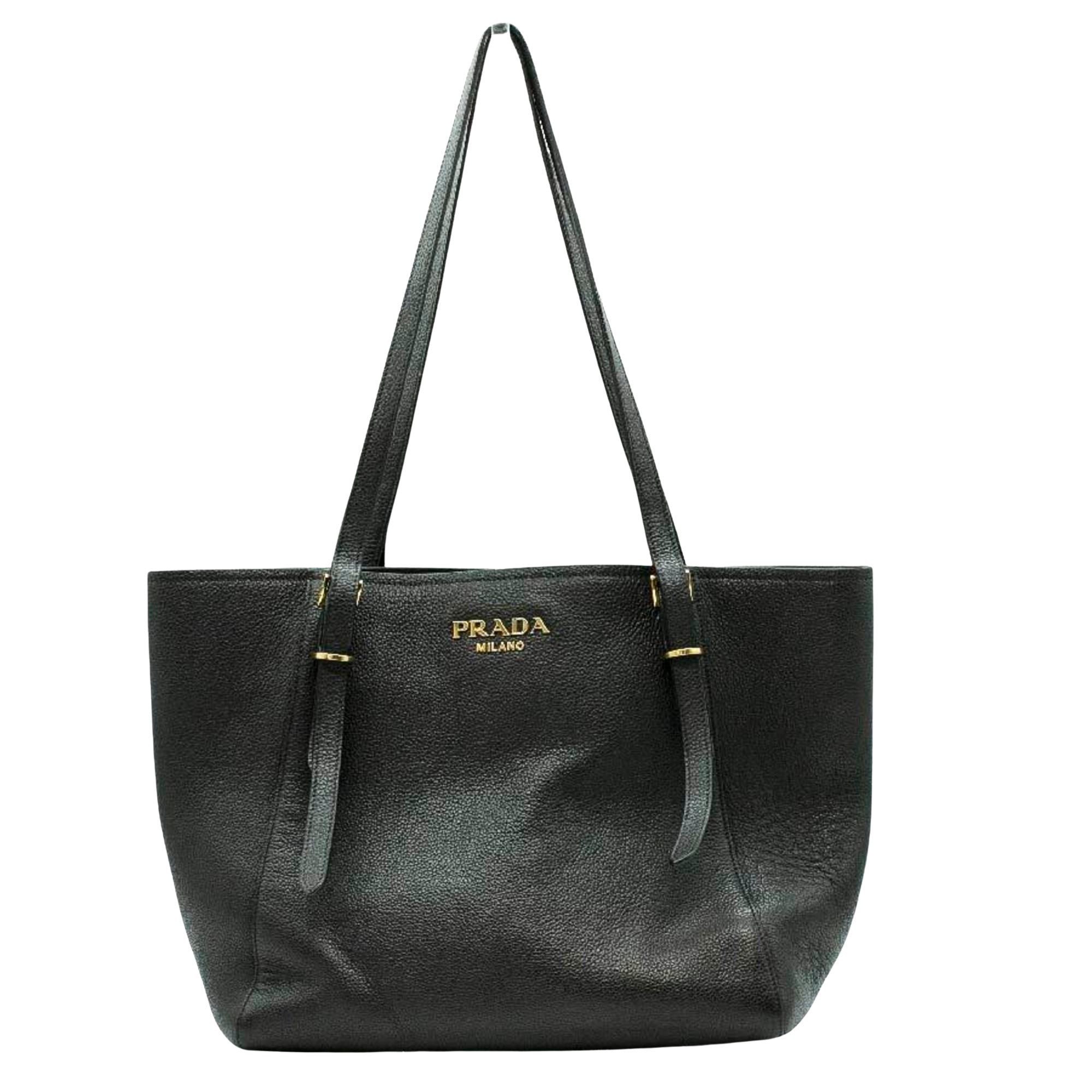 Prada Saffiano Black Leather Tote Bag