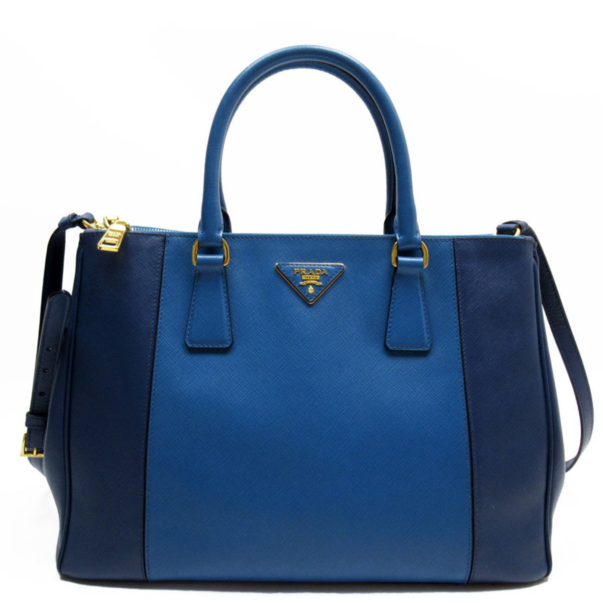 Prada Galleria Blue Leather Handbag 