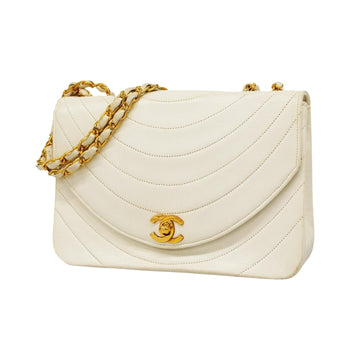 Chanel Demi Lune White Leather Shoulder Bag