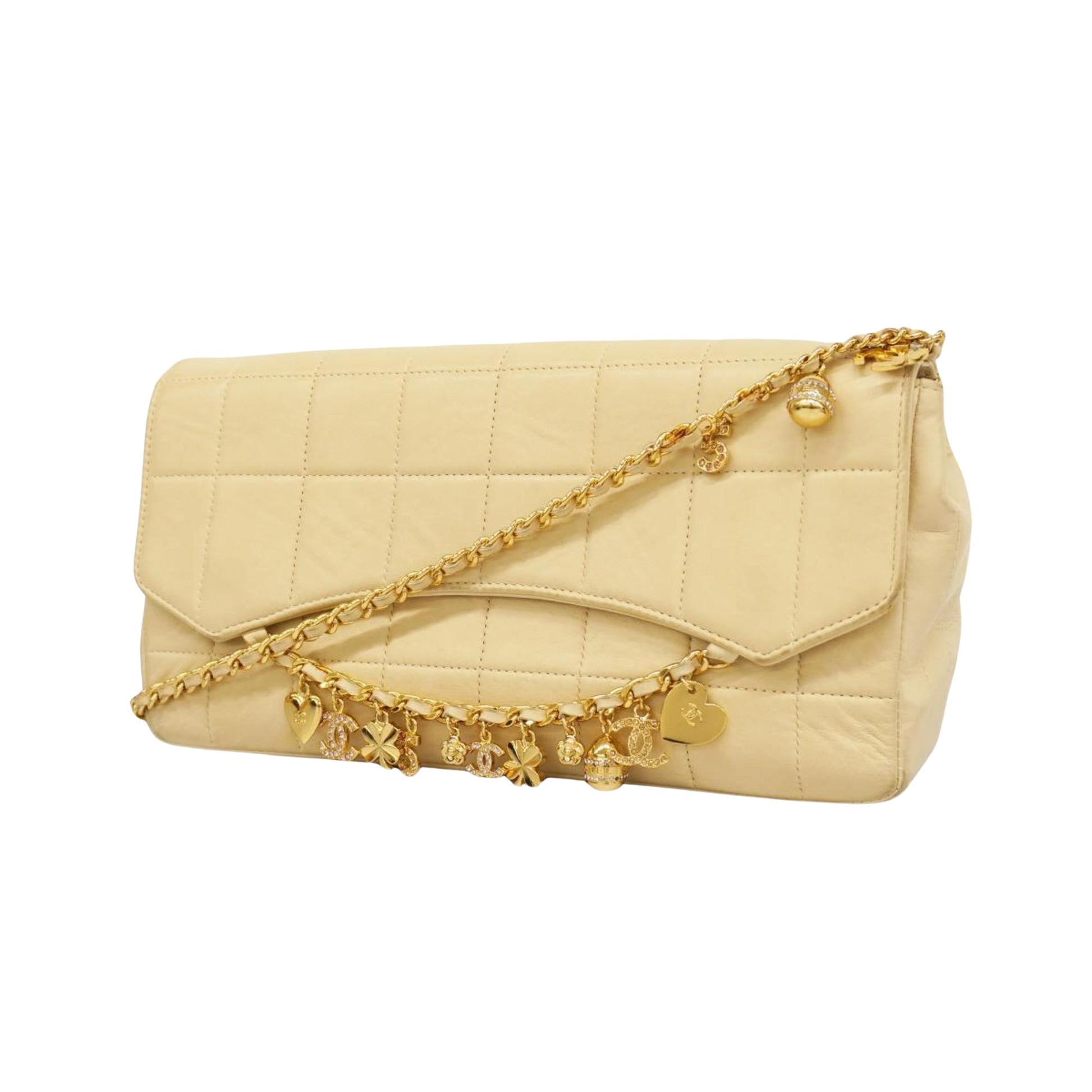 Chanel Chocolate bar Beige Leather Shoulder Bag