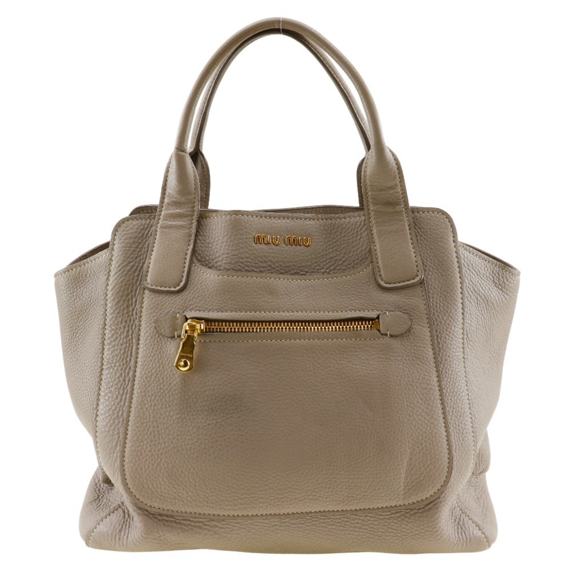 Miu Miu Grey Pony-Style Calfskin Tote Bag