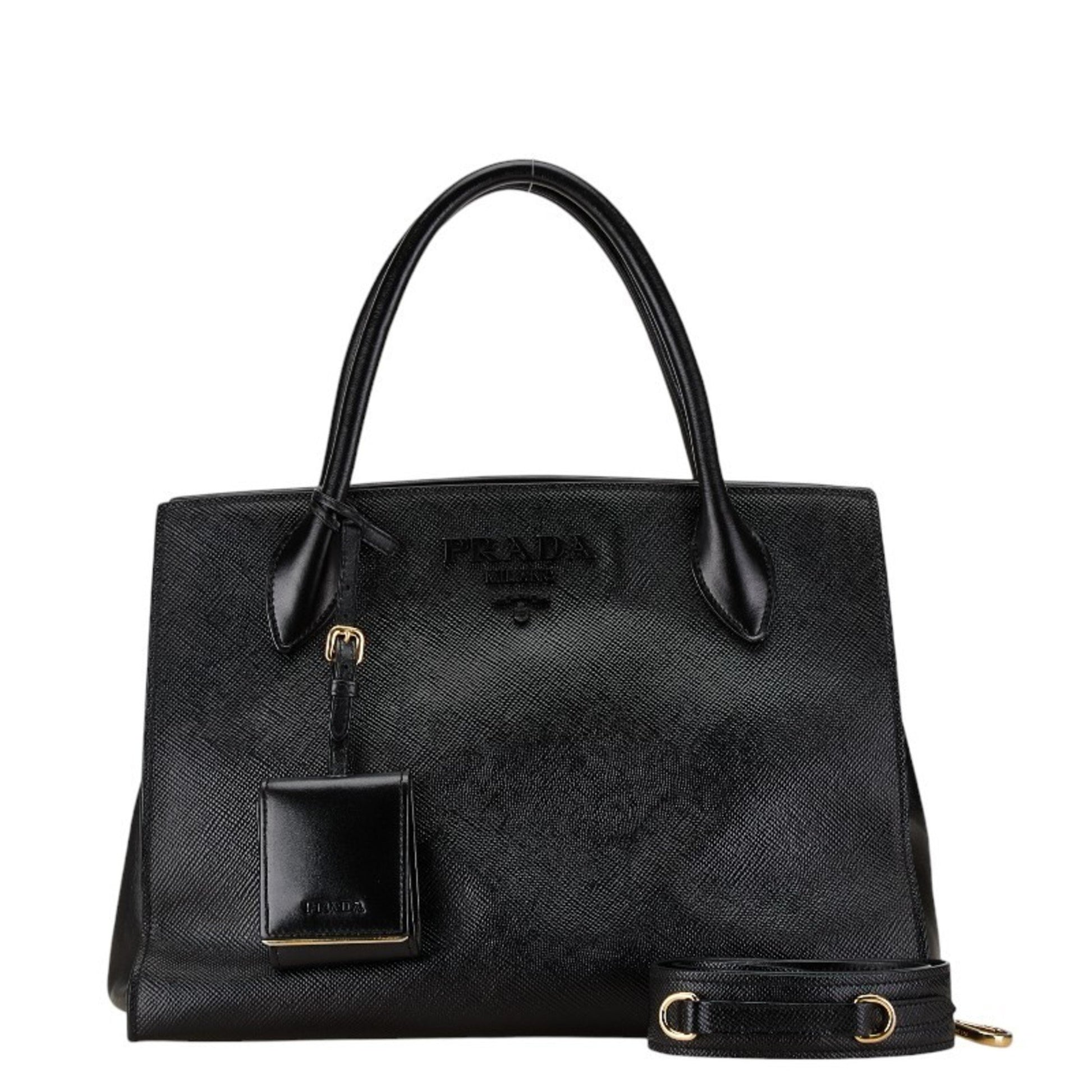 Prada Saffiano Black Leather Handbag 