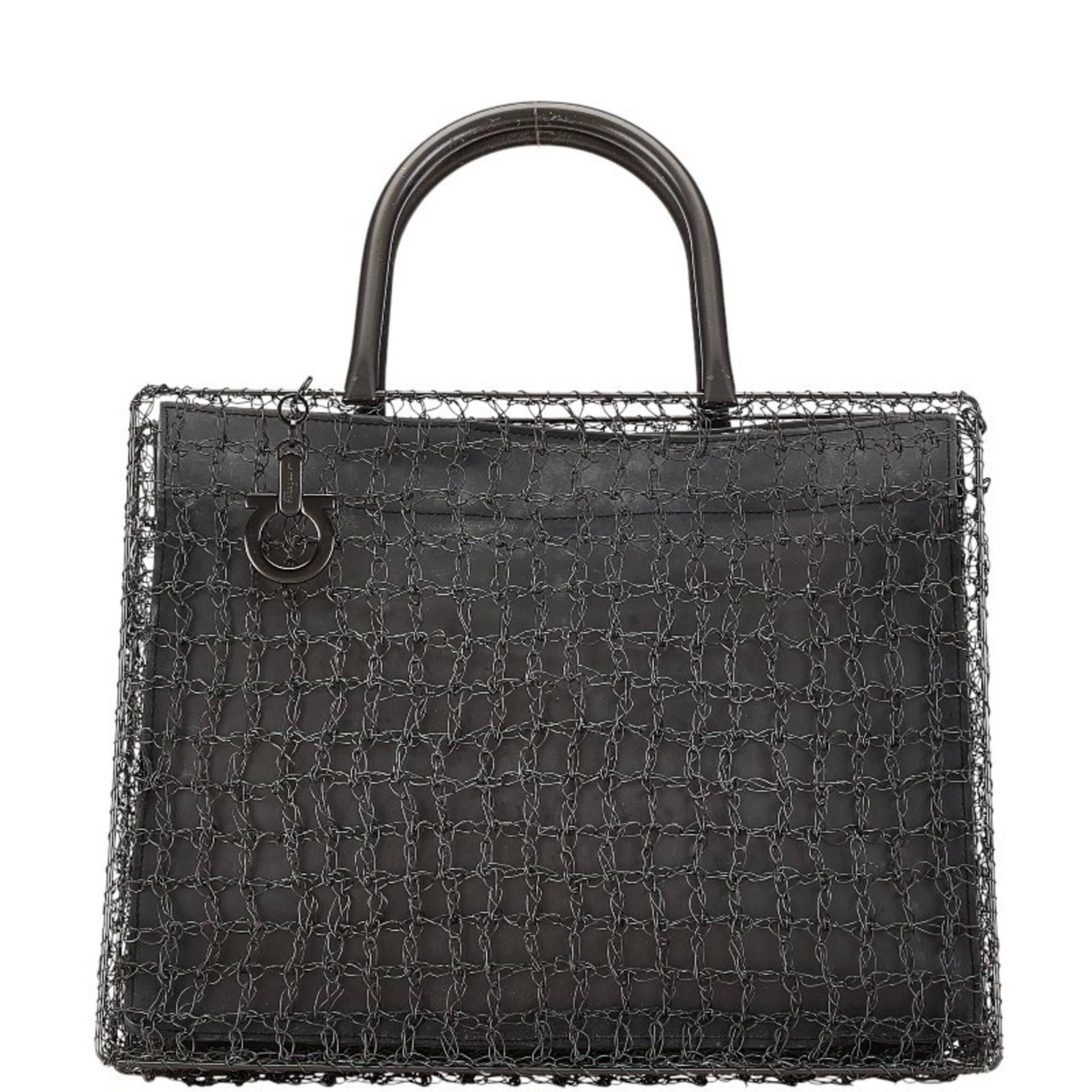 Salvatore Ferragamo Gancini Silver Metal Handbag 