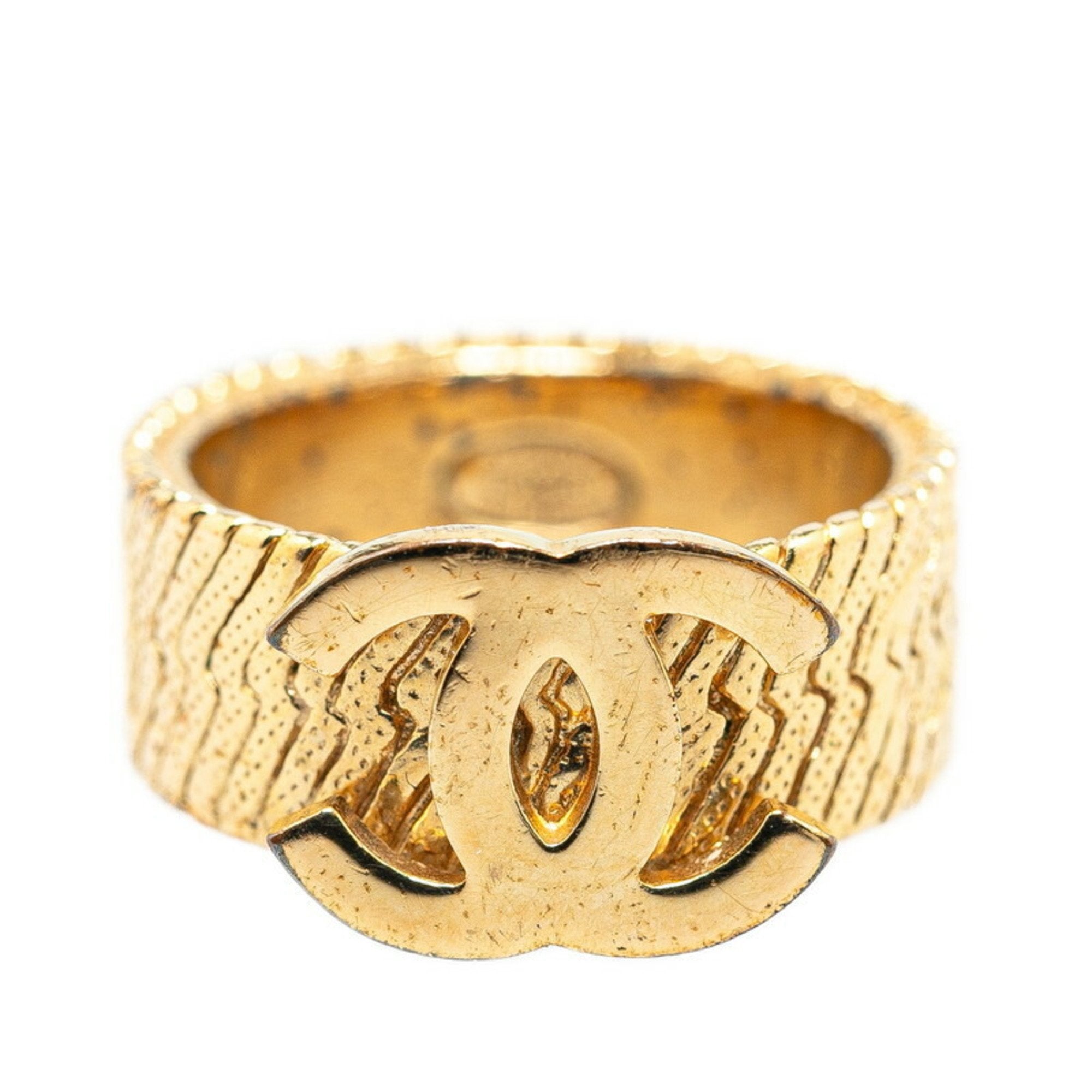 Chanel Coco Mark Gold Gold Plated Ring 