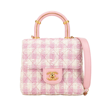 Chanel Flap bag Pink Tweed Handbag 