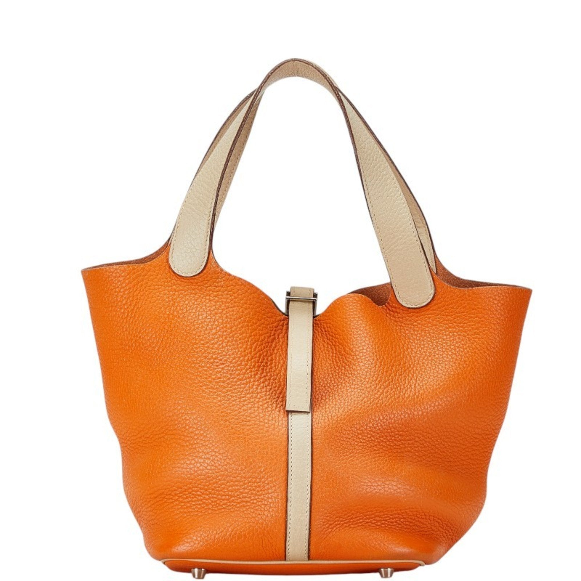 Hermès Picotin Orange Leather Tote Bag