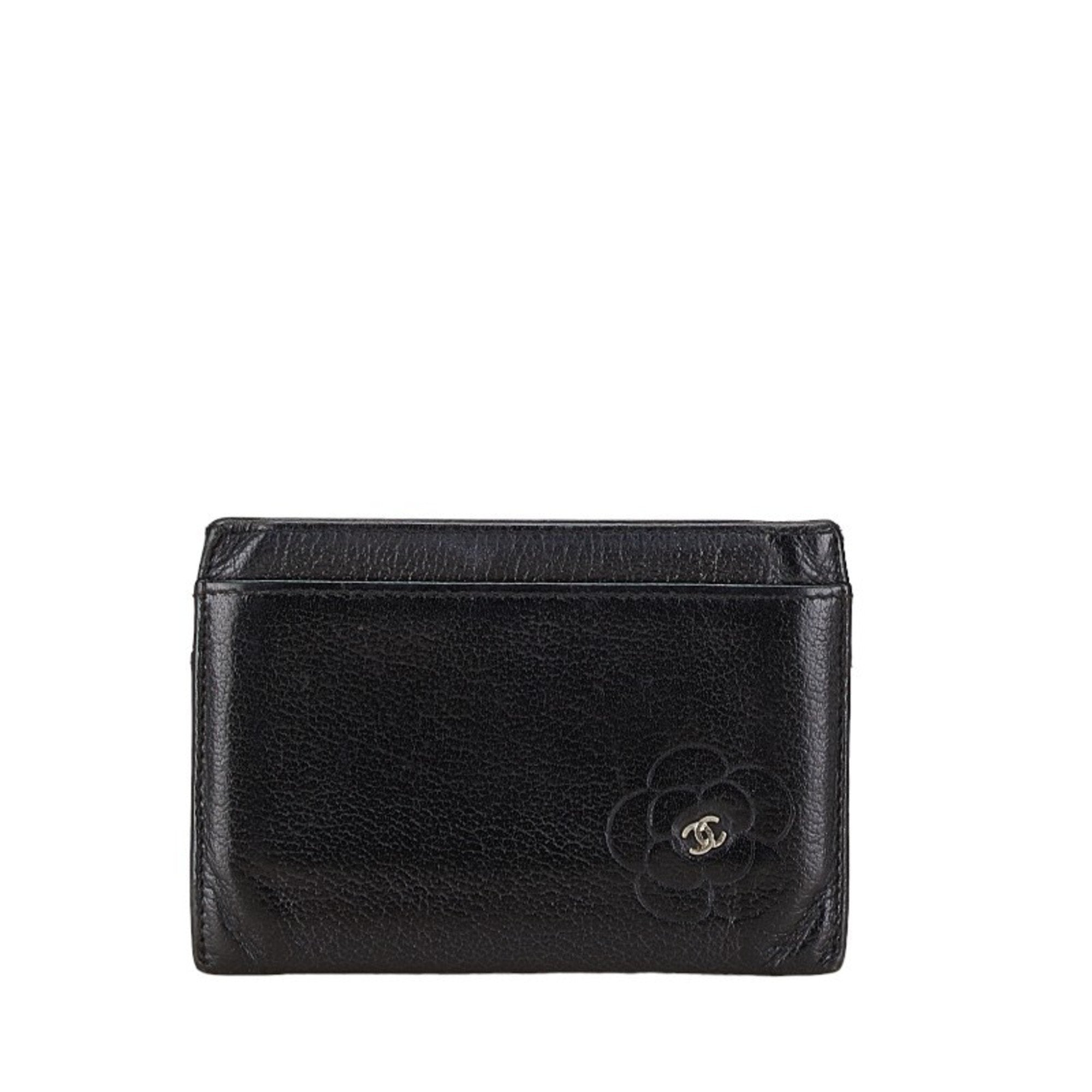 Chanel Camellia Black Leather Wallet 