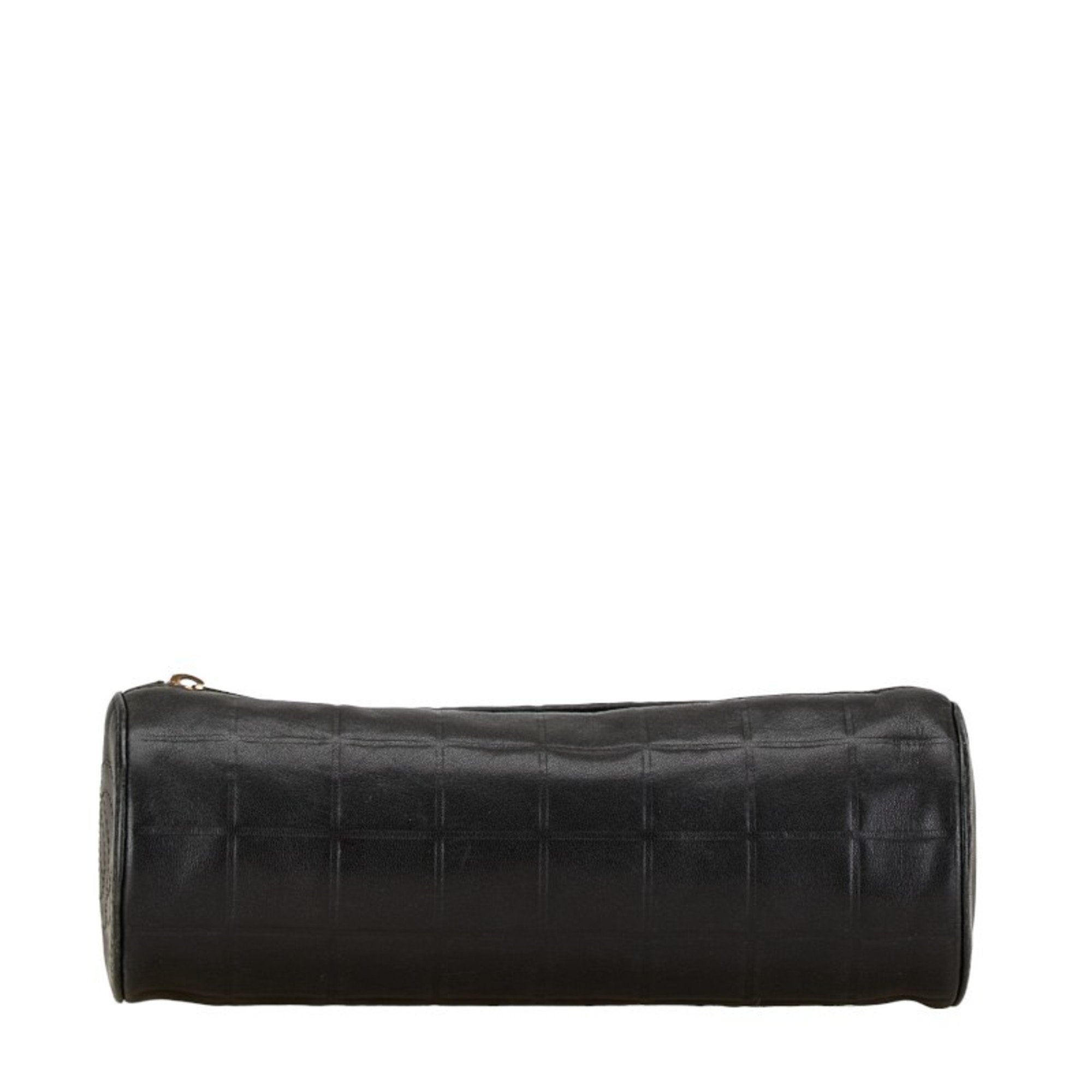 Chanel Coco Mark Black Leather Clutch Bag