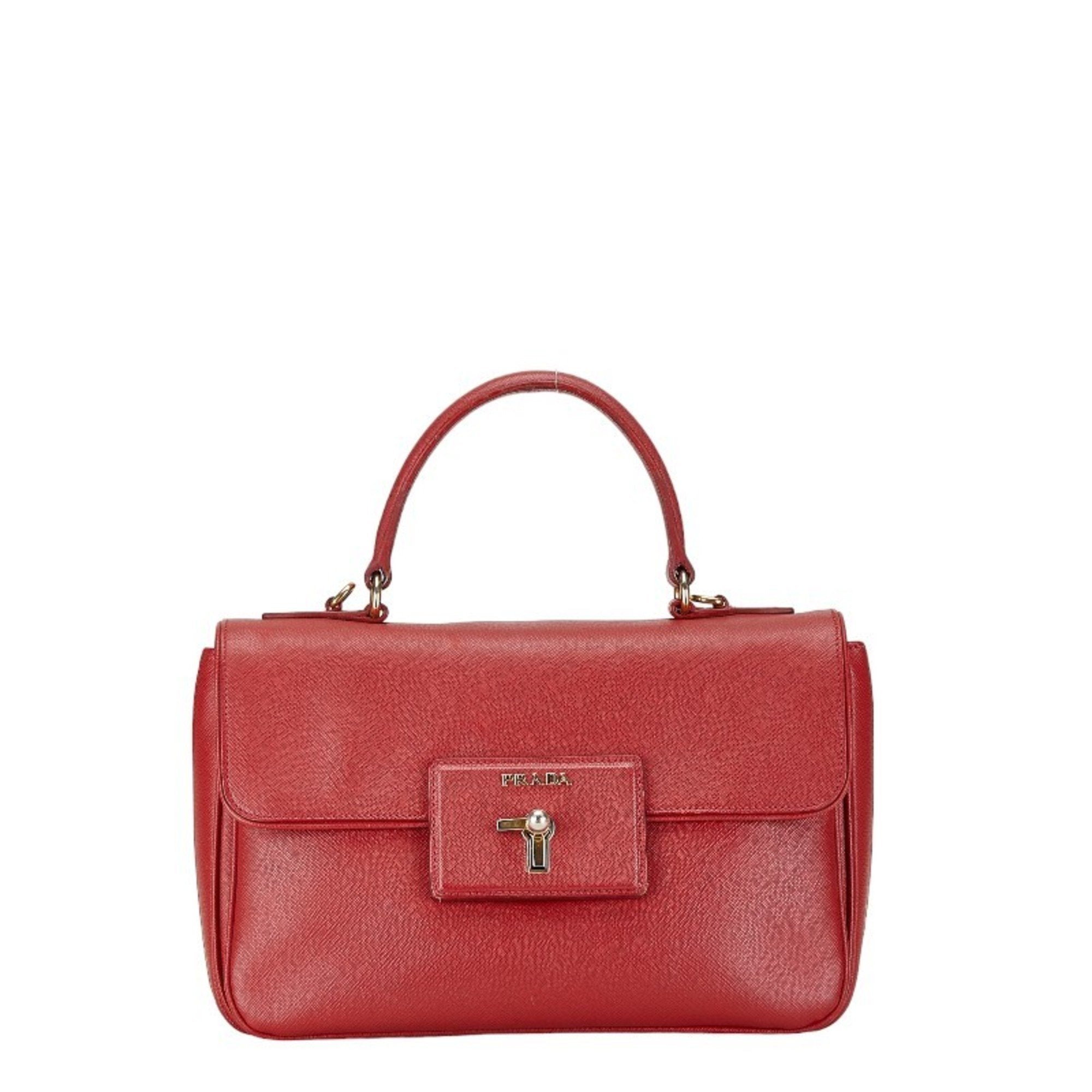 Prada Saffiano Lux Red Leather Handbag 