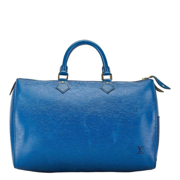 Louis Vuitton Speedy 35 Blue Leather Handbag 