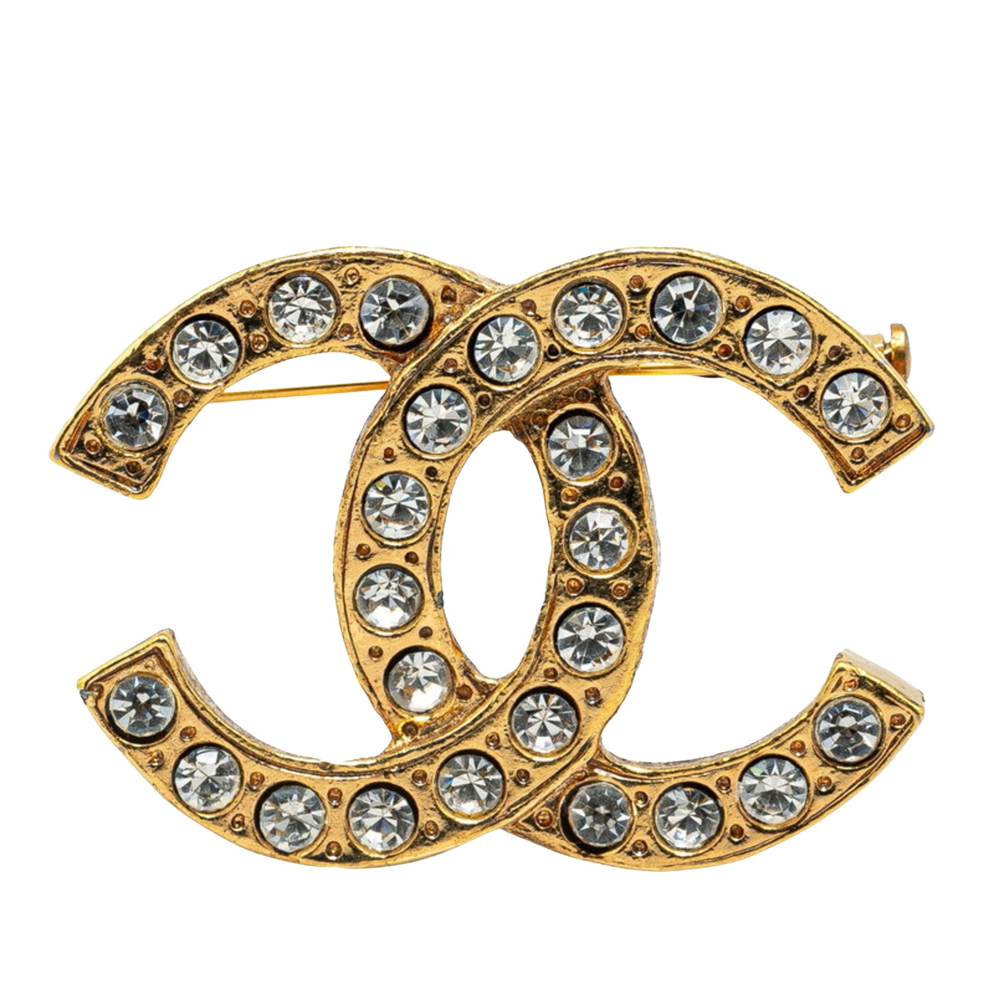 Chanel Logo CC Gold Gold Plated Brooch 