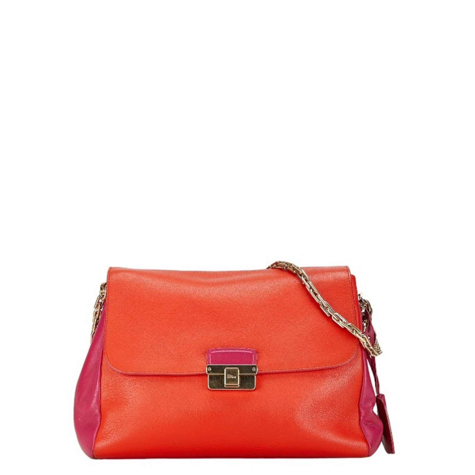 Dior Orange Leather Shoulder Bag