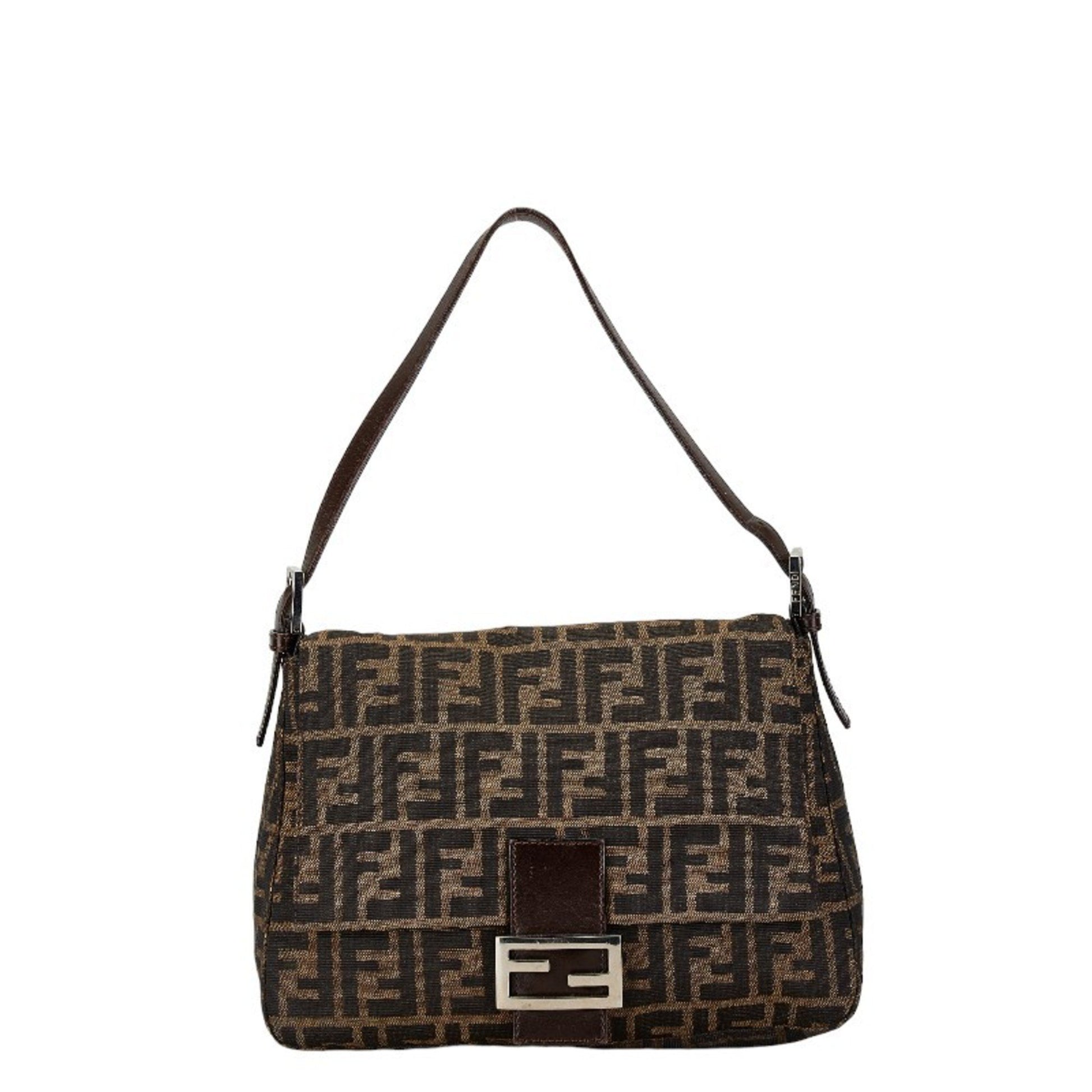 Fendi Mamma Baguette Brown Canvas Handbag 