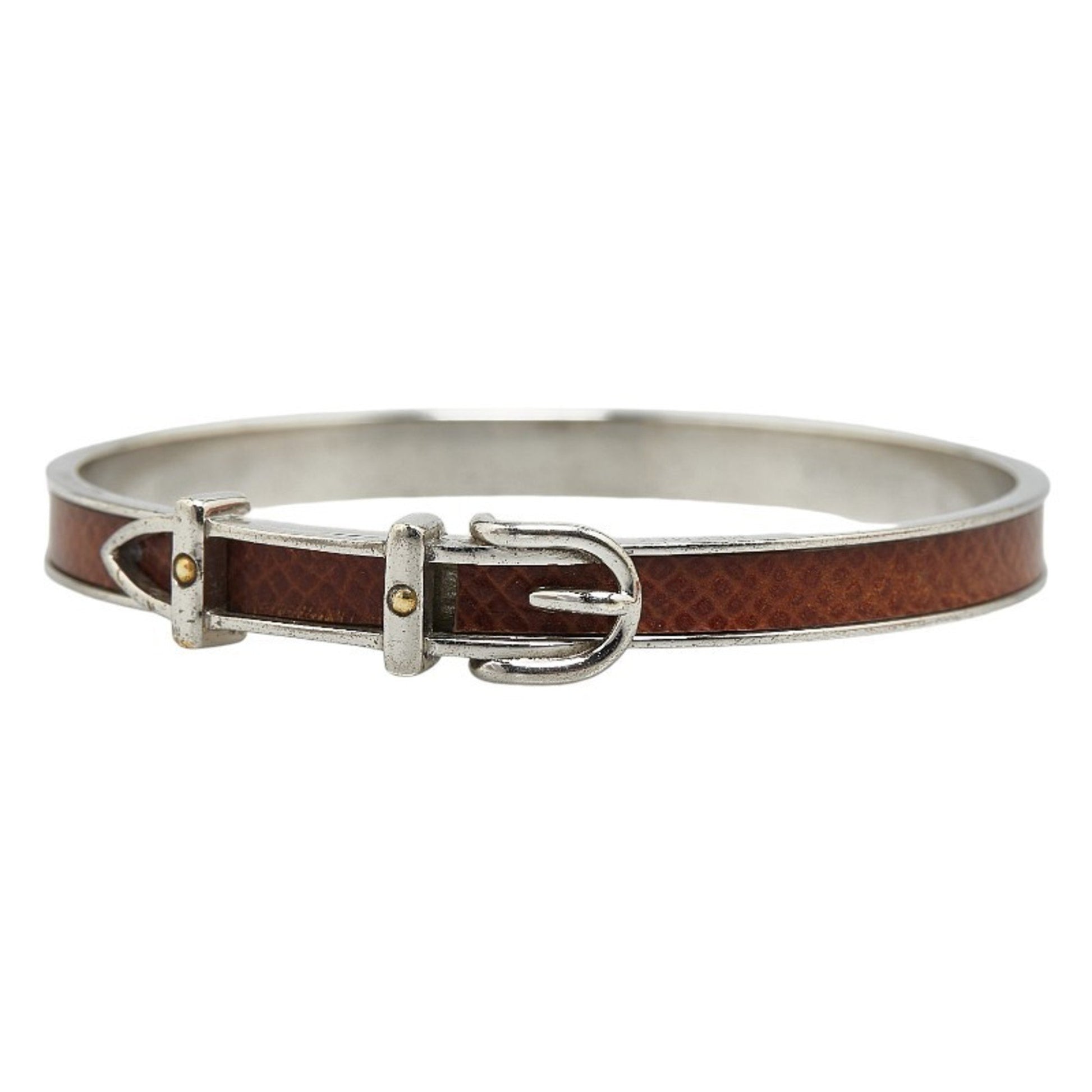 Hermès Sellier Silver Metal Bracelet 