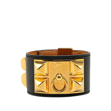 Hermès Collier de chien Black Leather Bracelet 