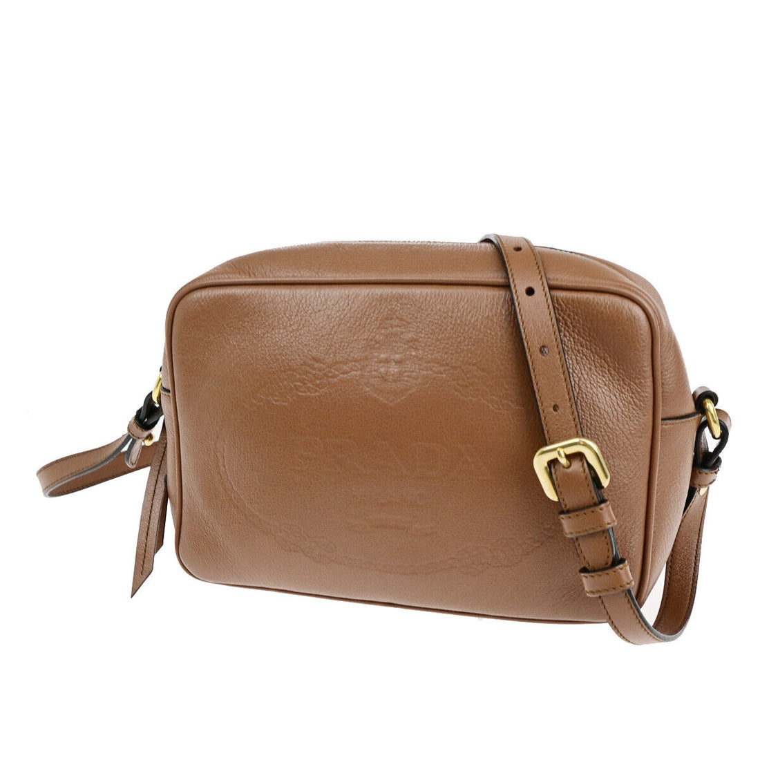 Prada Camera Brown Leather Shoulder Bag