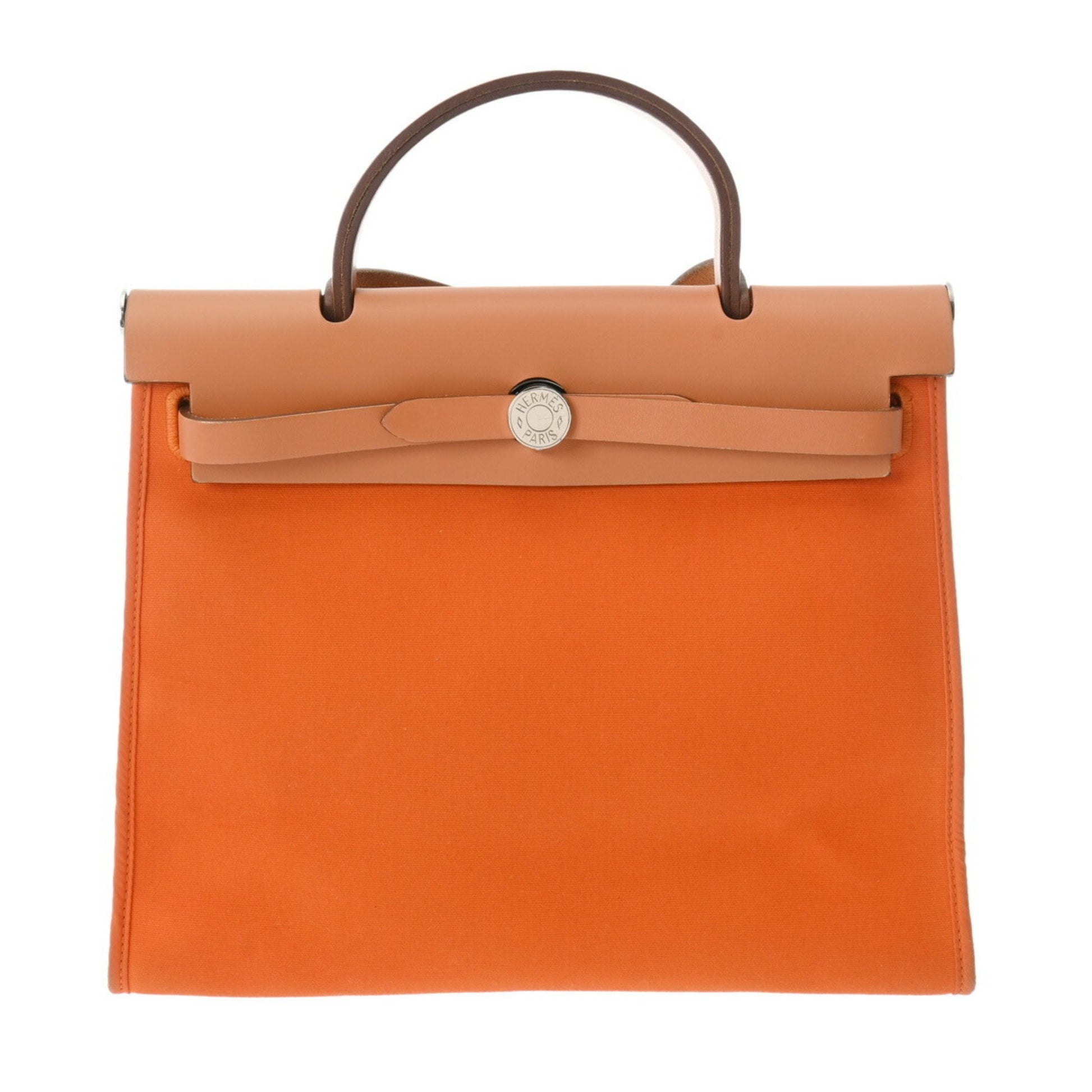 Hermès Herbag Orange Canvas Handbag 