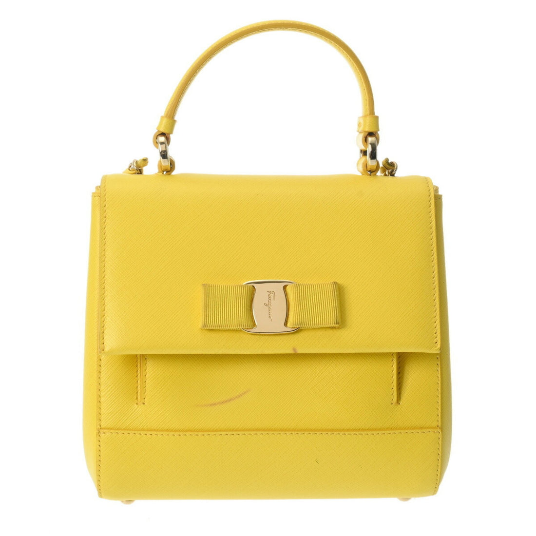 Salvatore Ferragamo Vara Yellow Leather Handbag 